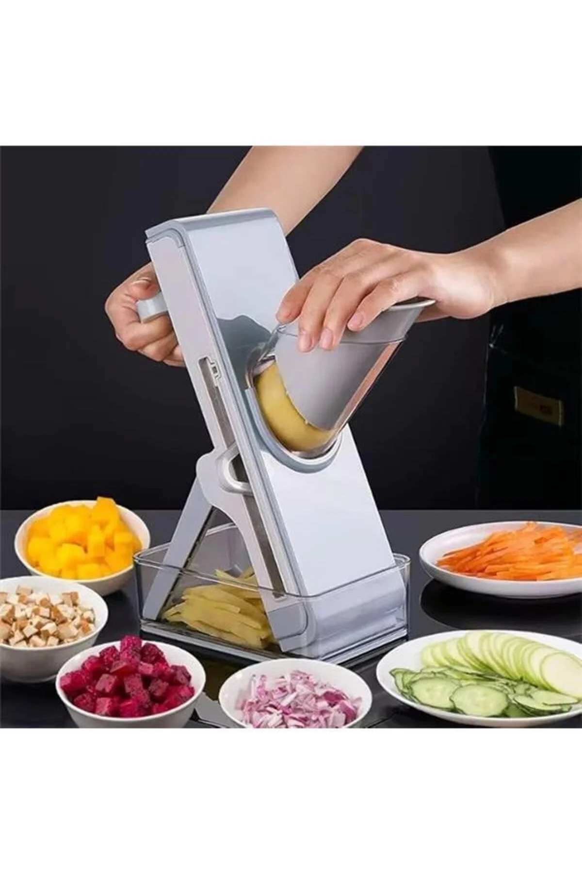 خردکن و غذا ساز رنده پرس حرفه ای – برش فولاد ضد زنگ 3 تیغه خرد کردن ماندولین اورجینال AyrStore