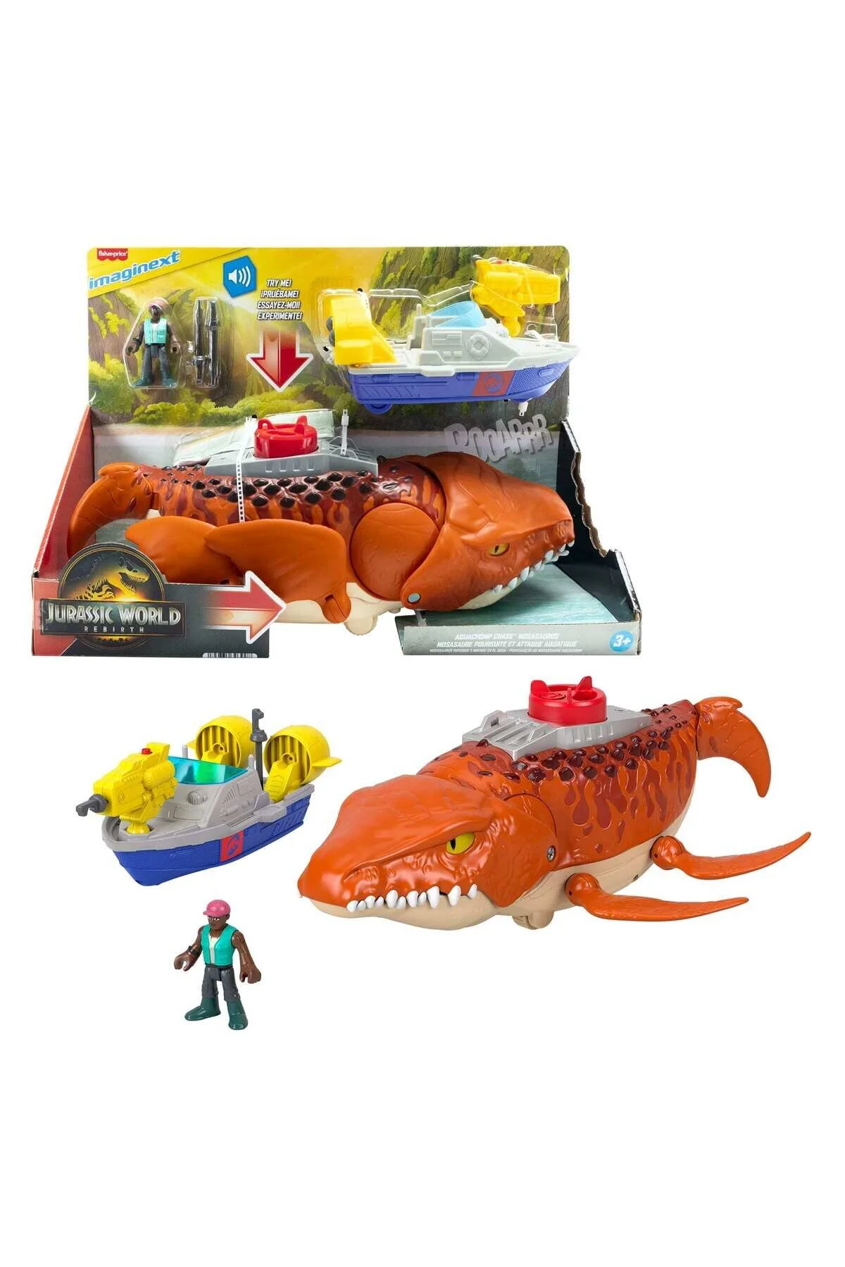 اسباب بازی های آموزشی FISHER PRICE IMAGINEXT JURASSIC WORLD REBIRTH GIANT RED MOSASURUS DINOSAUR TOY JFR23 ایمجینکس Imaginext
