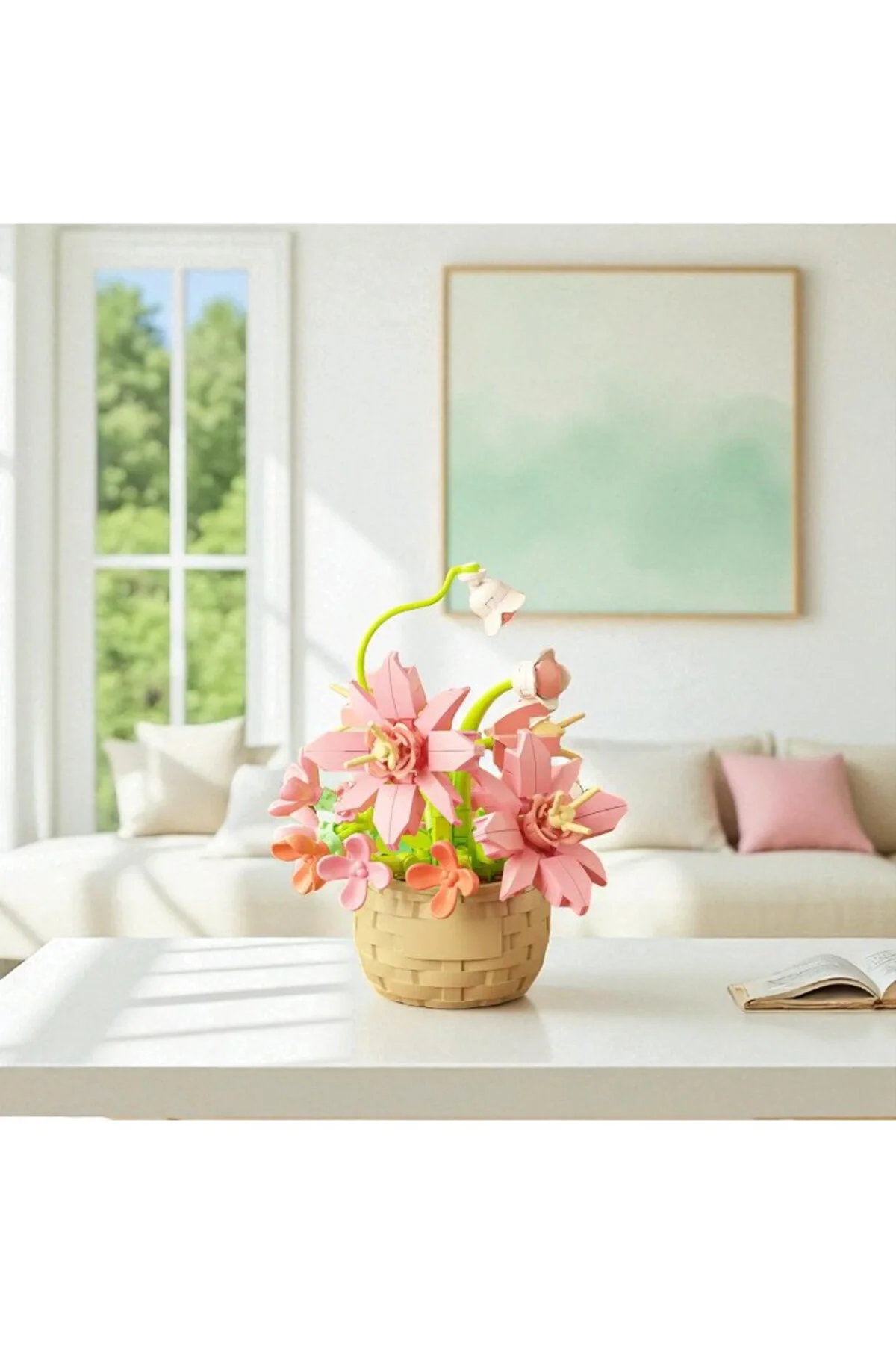 لگو و اسباب بازی های ساخت محور MINI PINK SPRING BASKET – ست بلوک پازل سه بعدی DIY | سری سبد گل تزئینی 155 تکه از ترکیه world of flowers