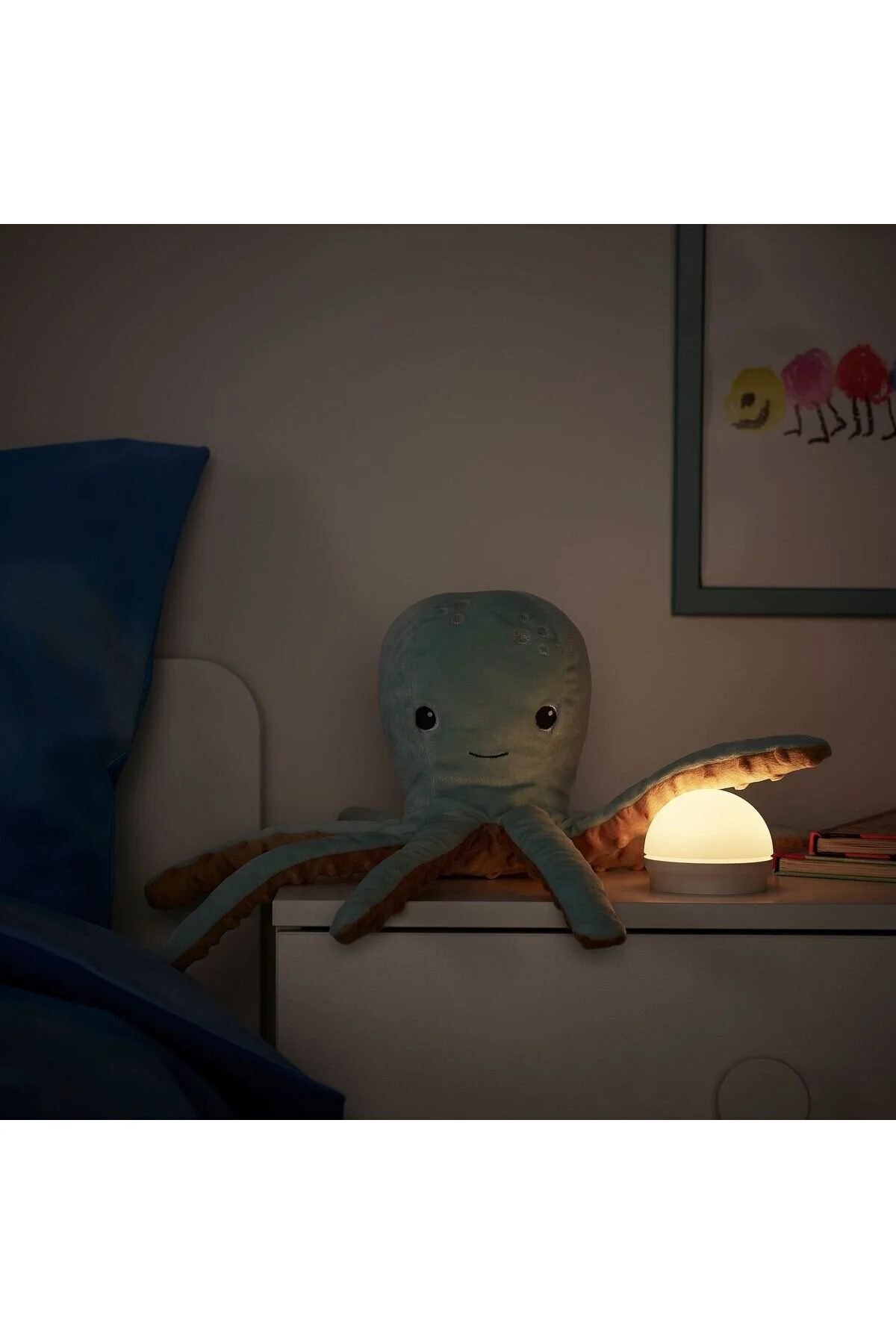 اسباب بازی های پشمی BLÅVINGAD نرم با نور شب فیروزه ای LED IKEA