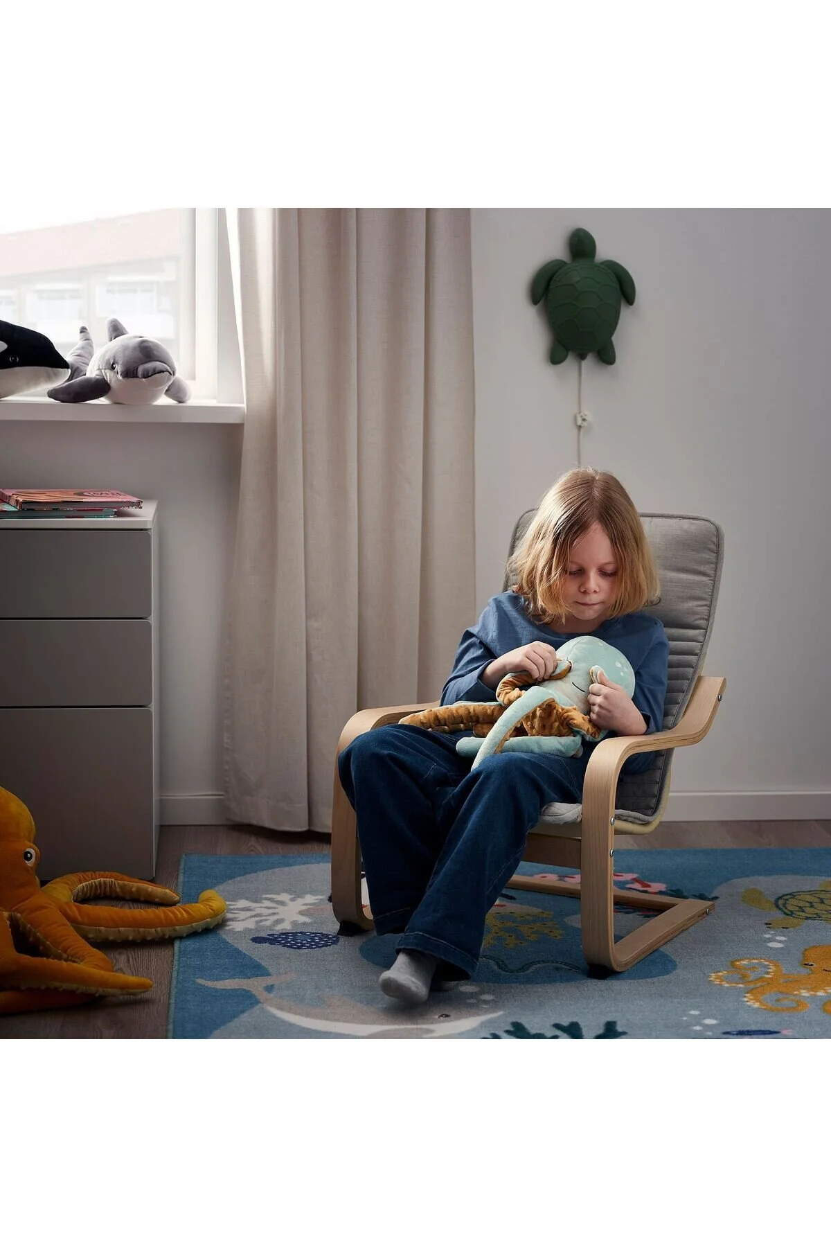 اسباب بازی های پشمی BLÅVINGAD نرم با نور شب فیروزه ای LED IKEA