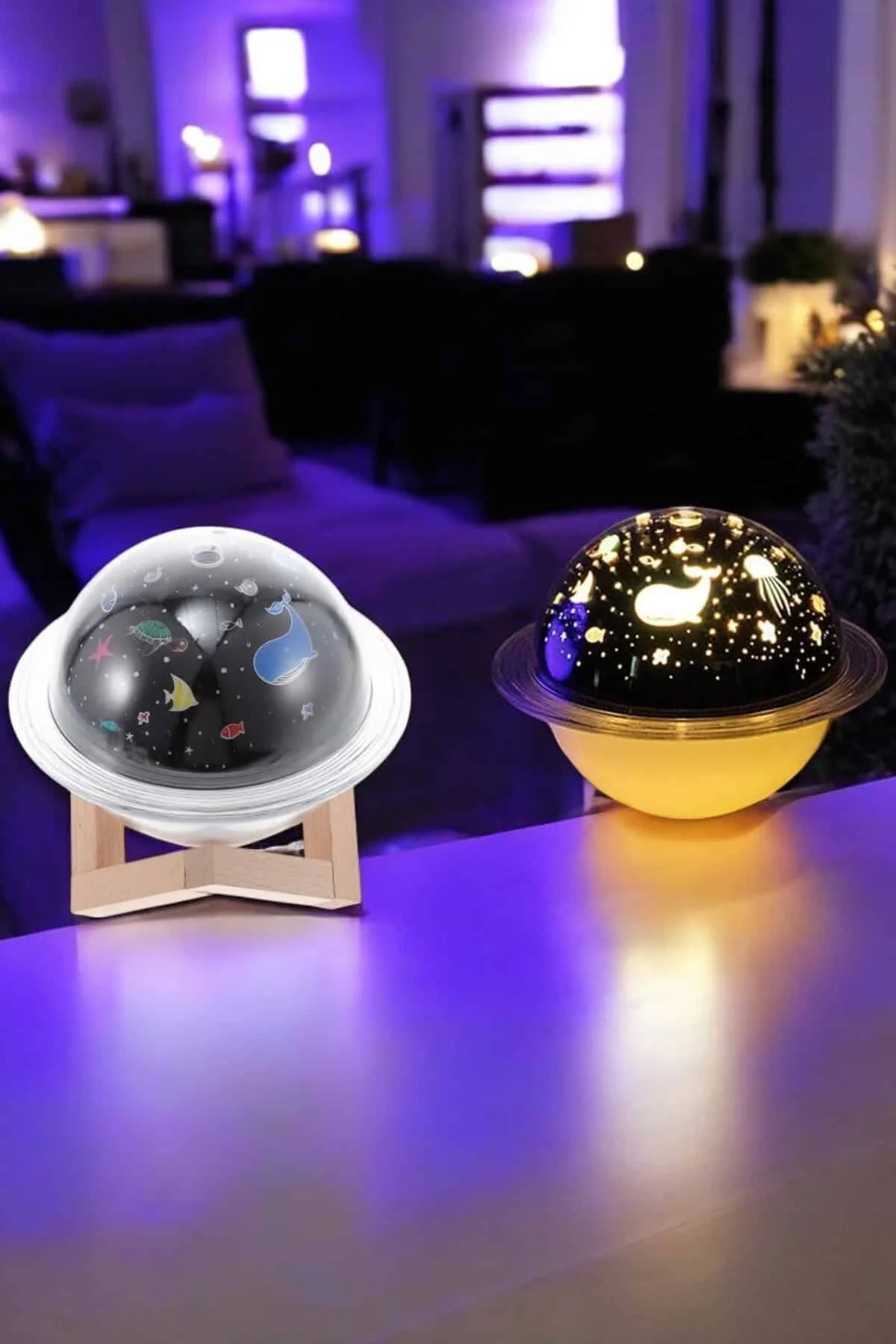 دستگاه بخور میز مرطوب کننده هوا و رایحه درمانی نور شب پرژکتور USB UCUZTEKNO