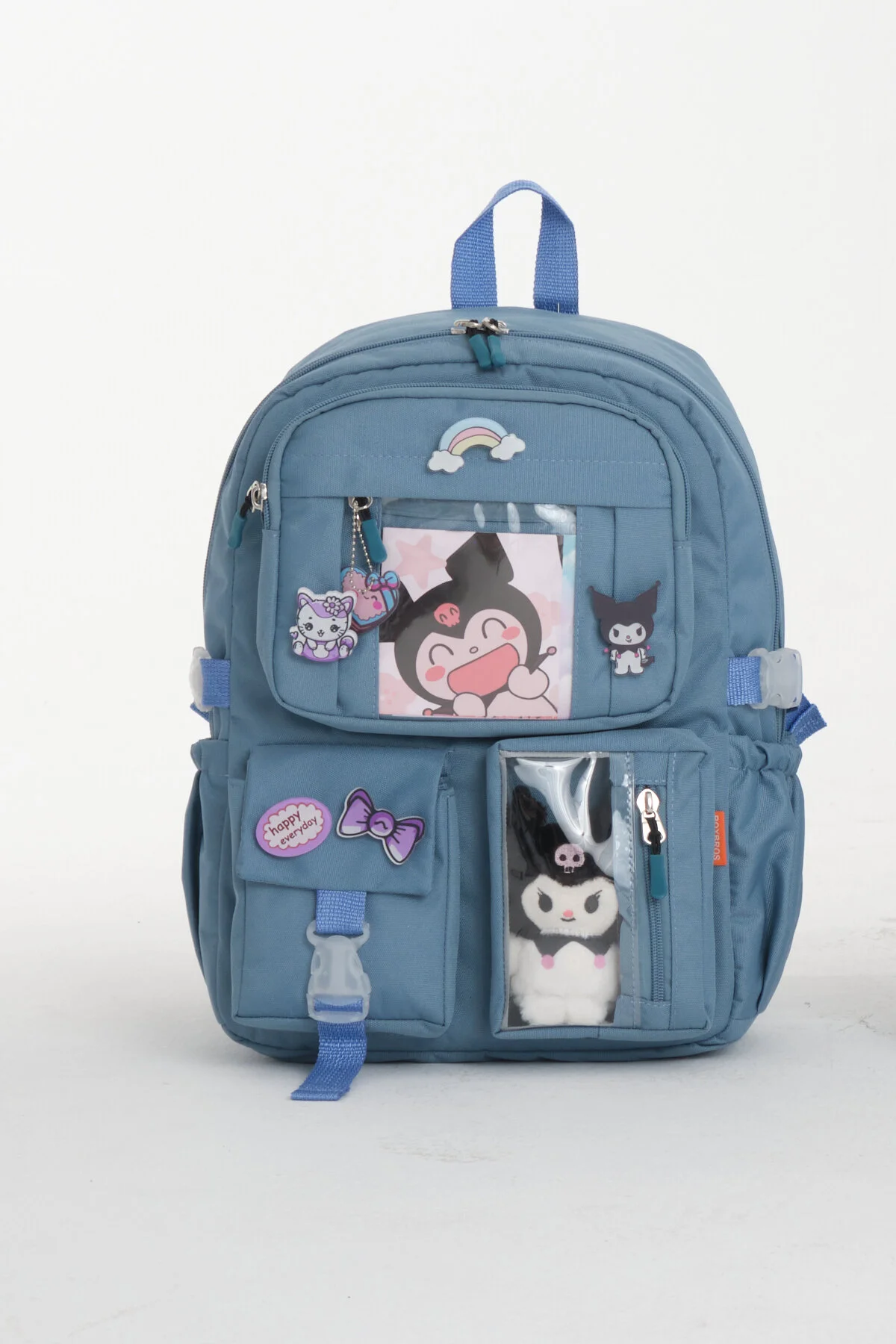 کیف مدرسه مردانه و زنانه KAWAII KUROMI BAG تغذیه حرارتی کوله پشتی ابتدایی با مجموعه نگهدارنده قلم Roxbros