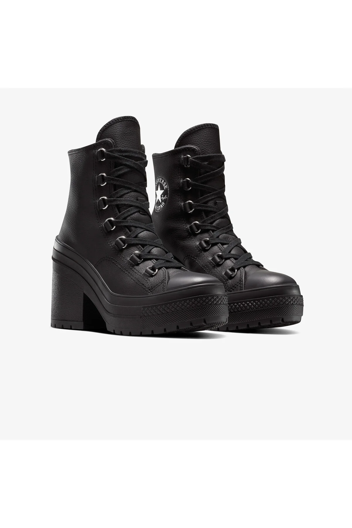 اسنیکر کفش کتانی مشکی زنانه چرم پاشنه بلند چاک 70 دی لوکس کانورس Converse