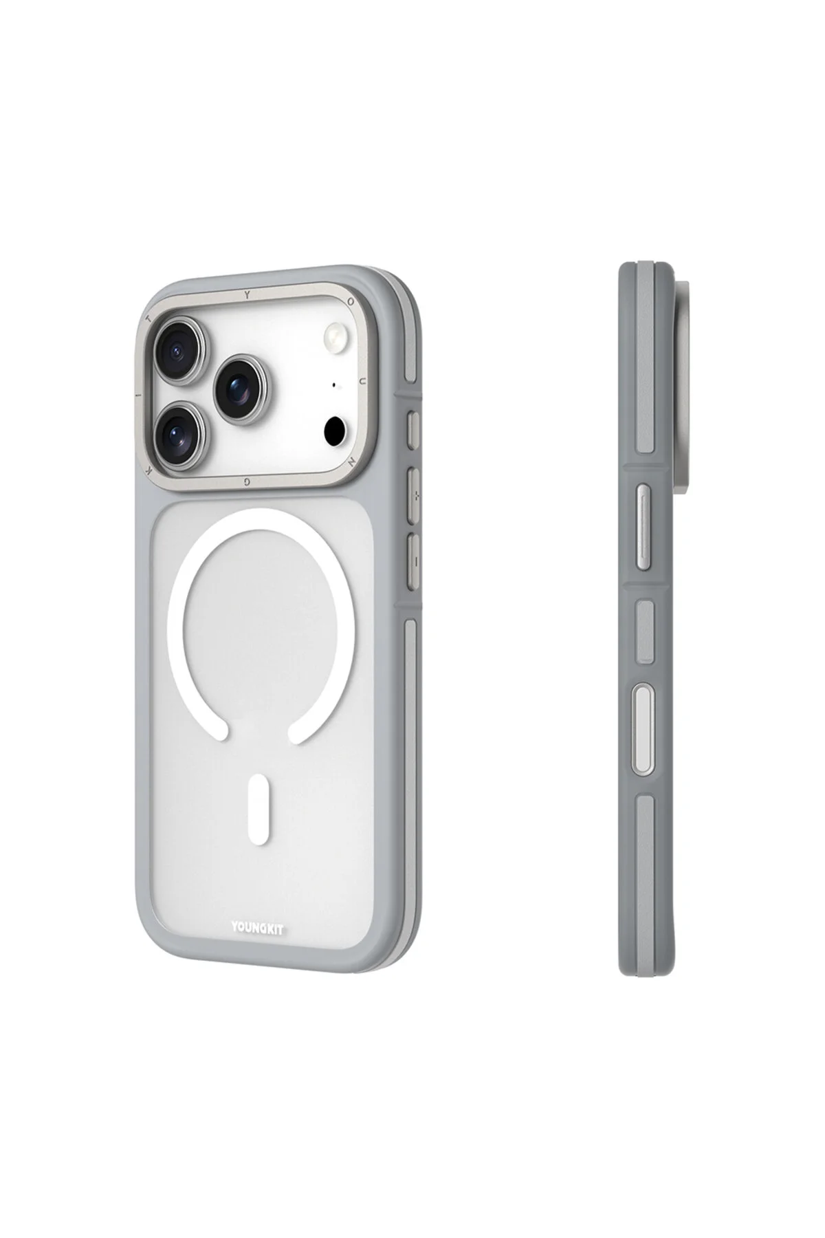 کاور و قاب روکش سری ROCK SAND IPHONE 17 PRO MAX سازگار با ویژگی شارژ M SAFE خاکستری Youngkit