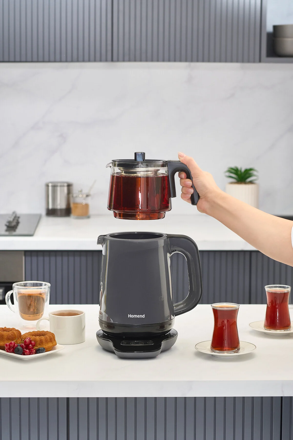 چای ساز ROYALTEA 1729H صحبت کردن دستگاه ANTHRACIT HOMEND