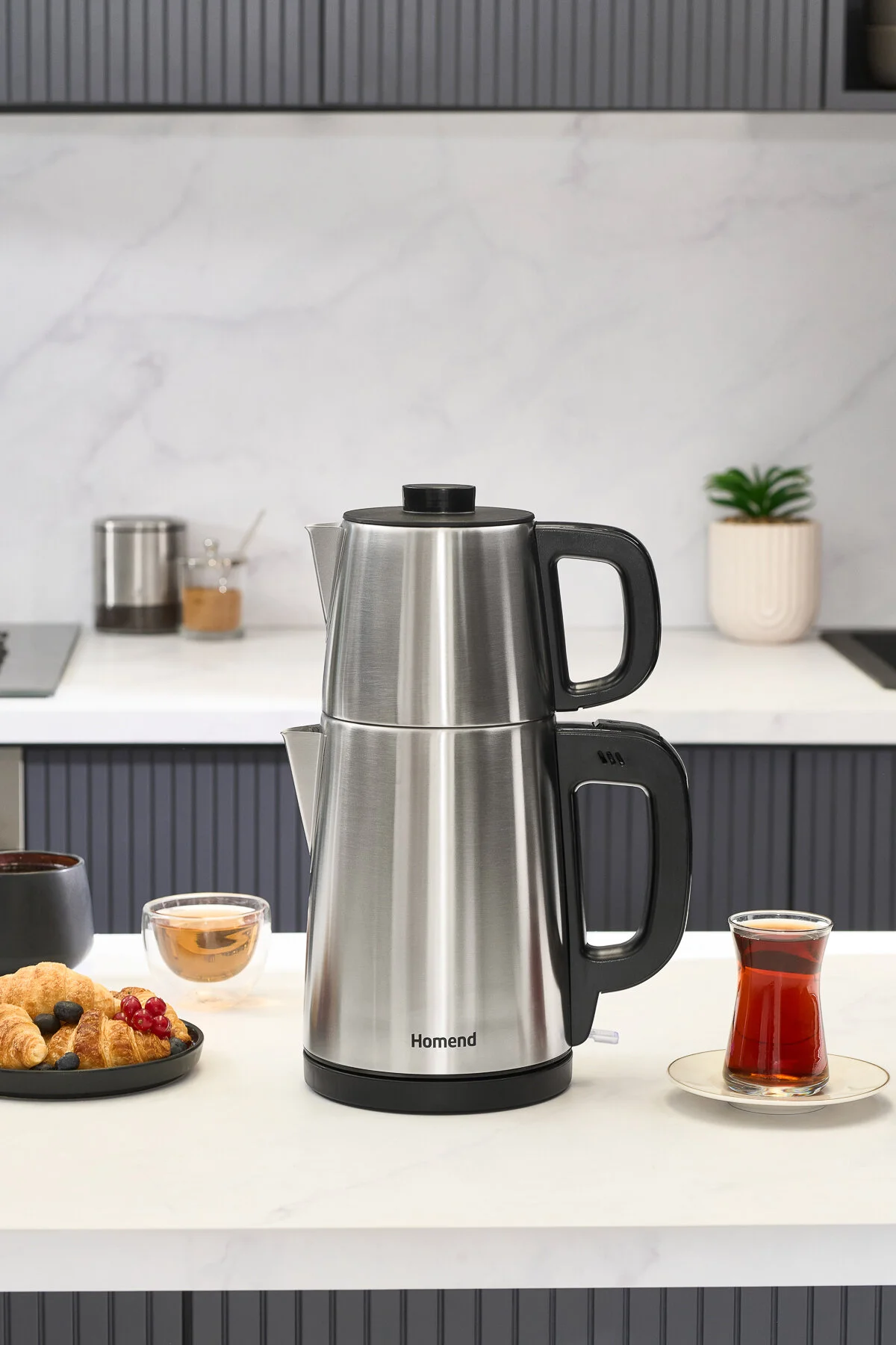 چای ساز قرمز Royaltea 1728H بخاری آب و دستگاه اینوکس  HOMEND