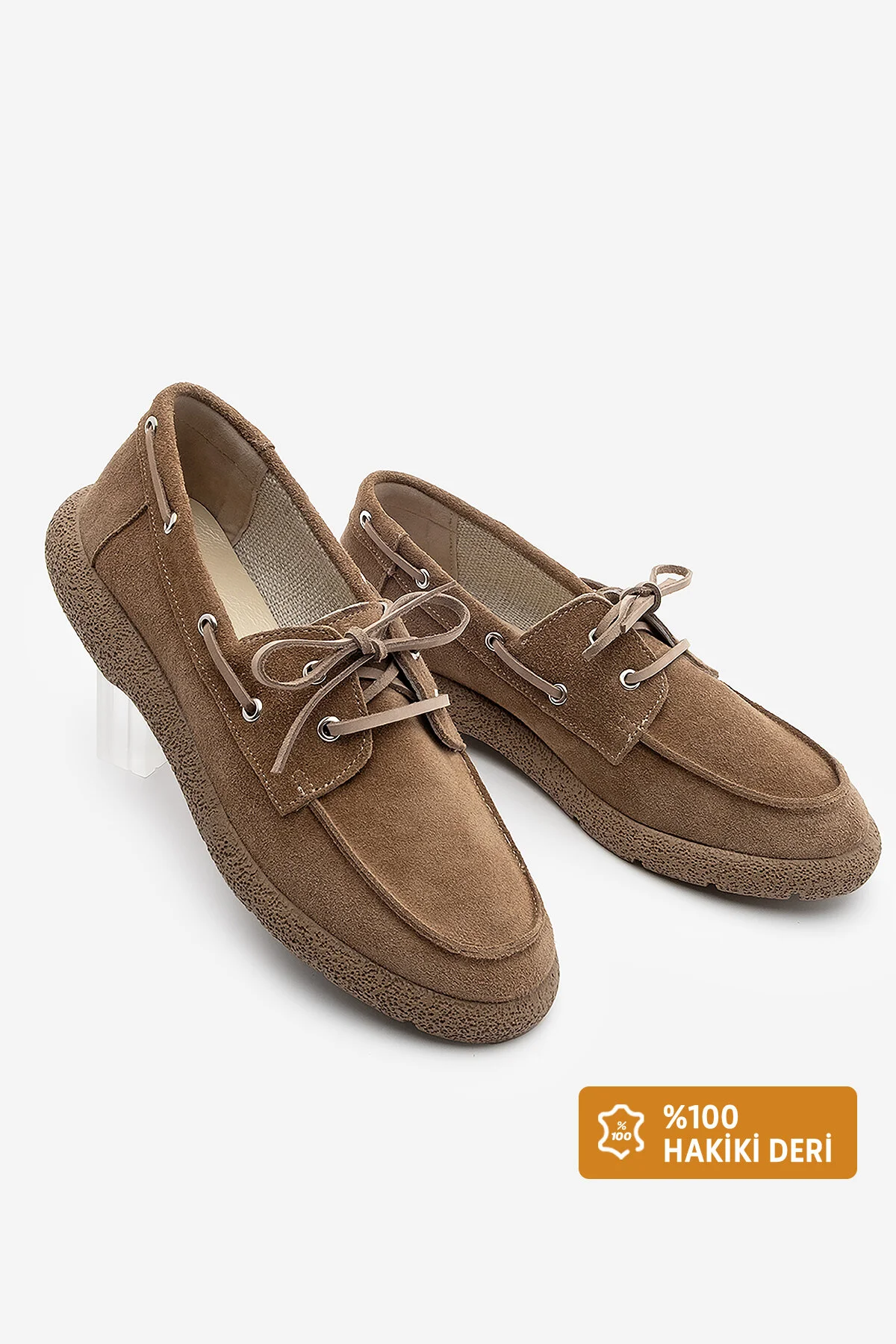 لوفر زنانه چرم اصلی متصل به کفش روزانه LOAFER ENITA CAMEL SUEDE Marjin