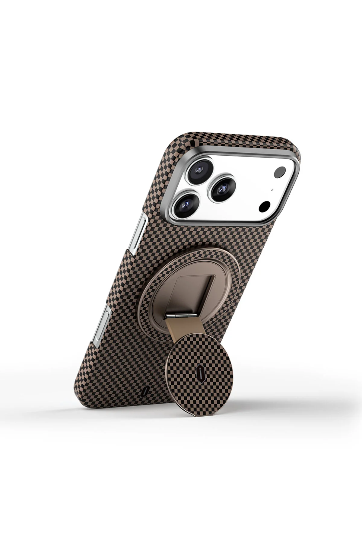 کاور و قاب پایه تلفن حلقه مغناطیسی قابل چرخش سری WARRIORS ARAMID FIBER 360 DESERT TITANIUM WIWU