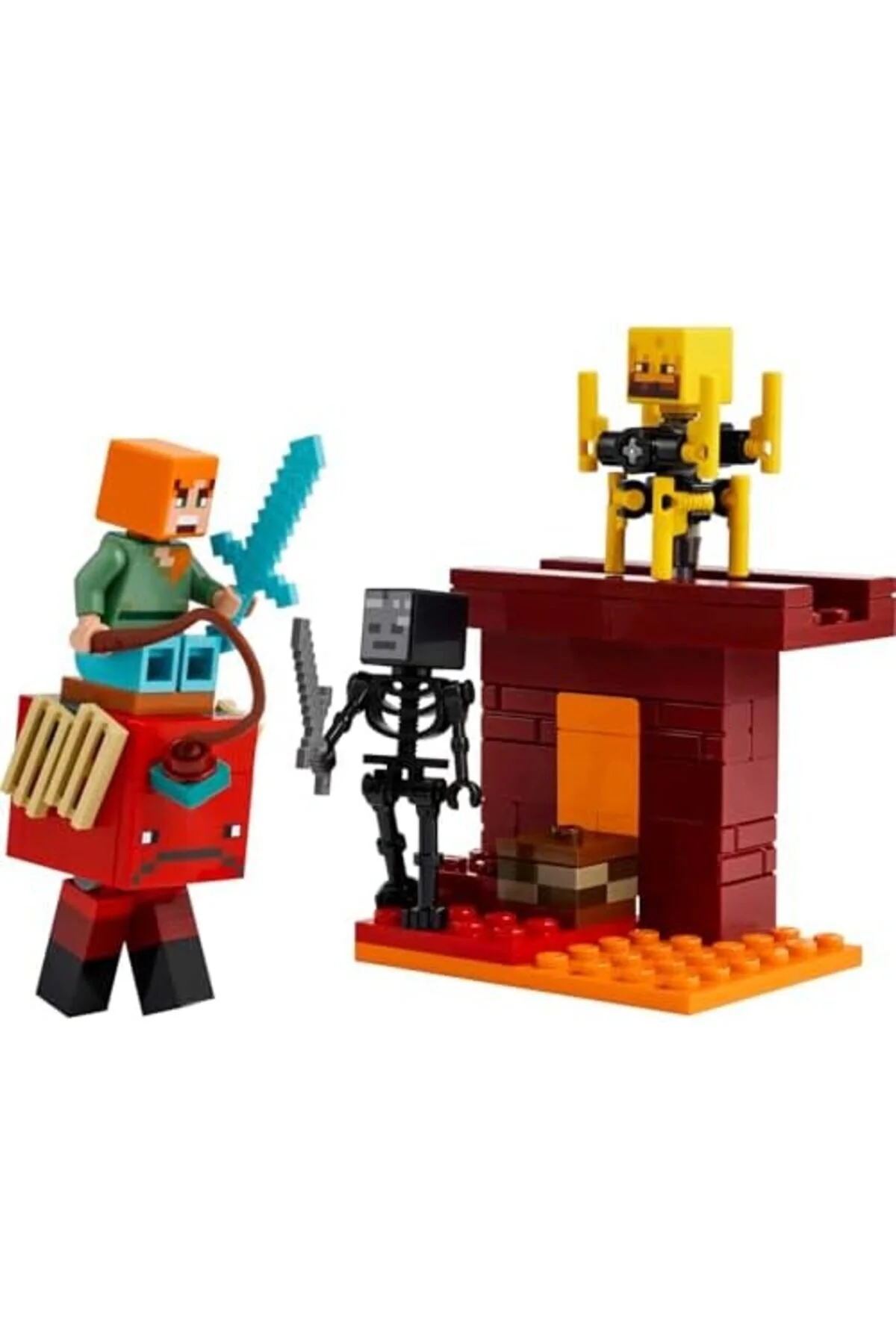 لگو و اسباب بازی های ساخت محور BRFSHOP MINECRAFT NETHER LAVA BATTLE 21266 – الکس فیگور برای کودکان موجودات ویتر اس STOREMAX