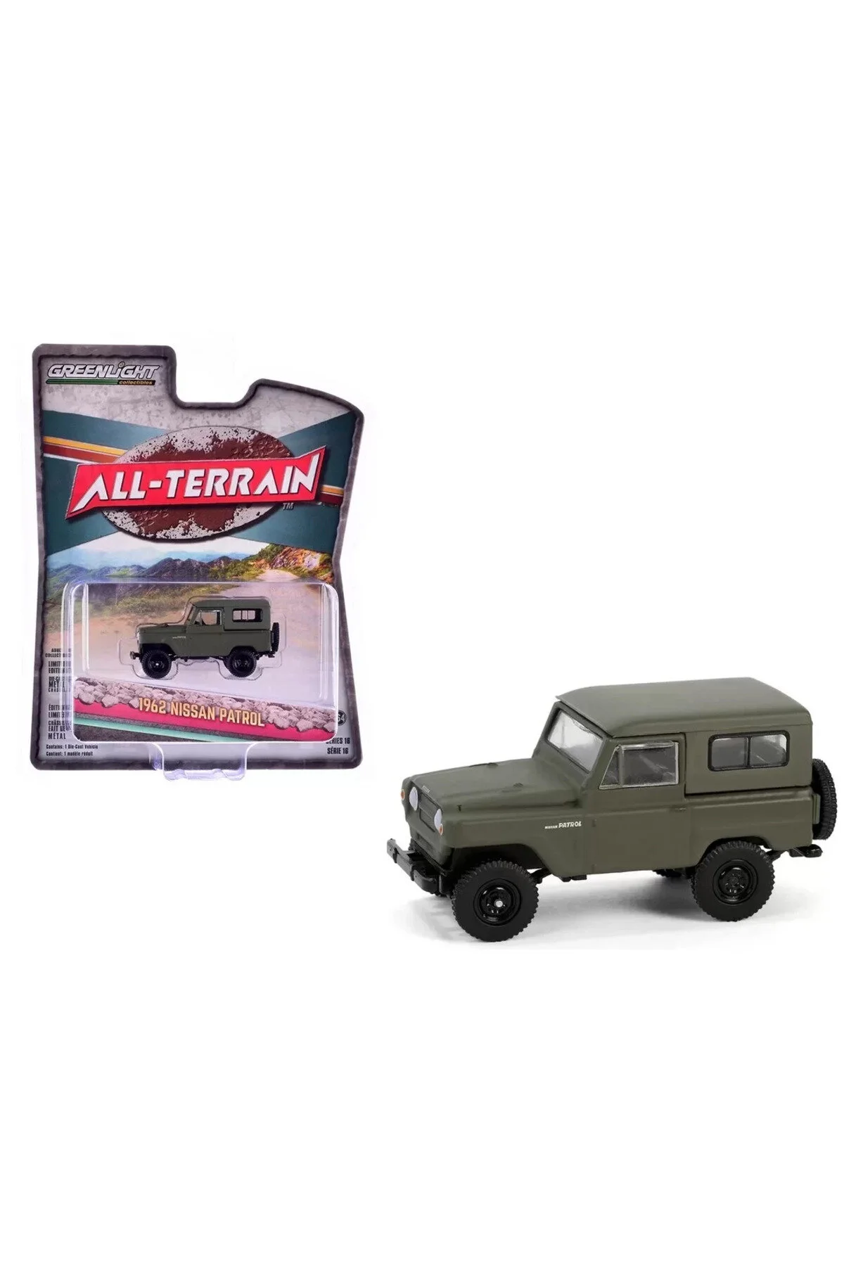 ماشین اسباب بازی 1 64 سری ALL TERRAIN 16 1962 گشت مات زیتون گرین Greenlight