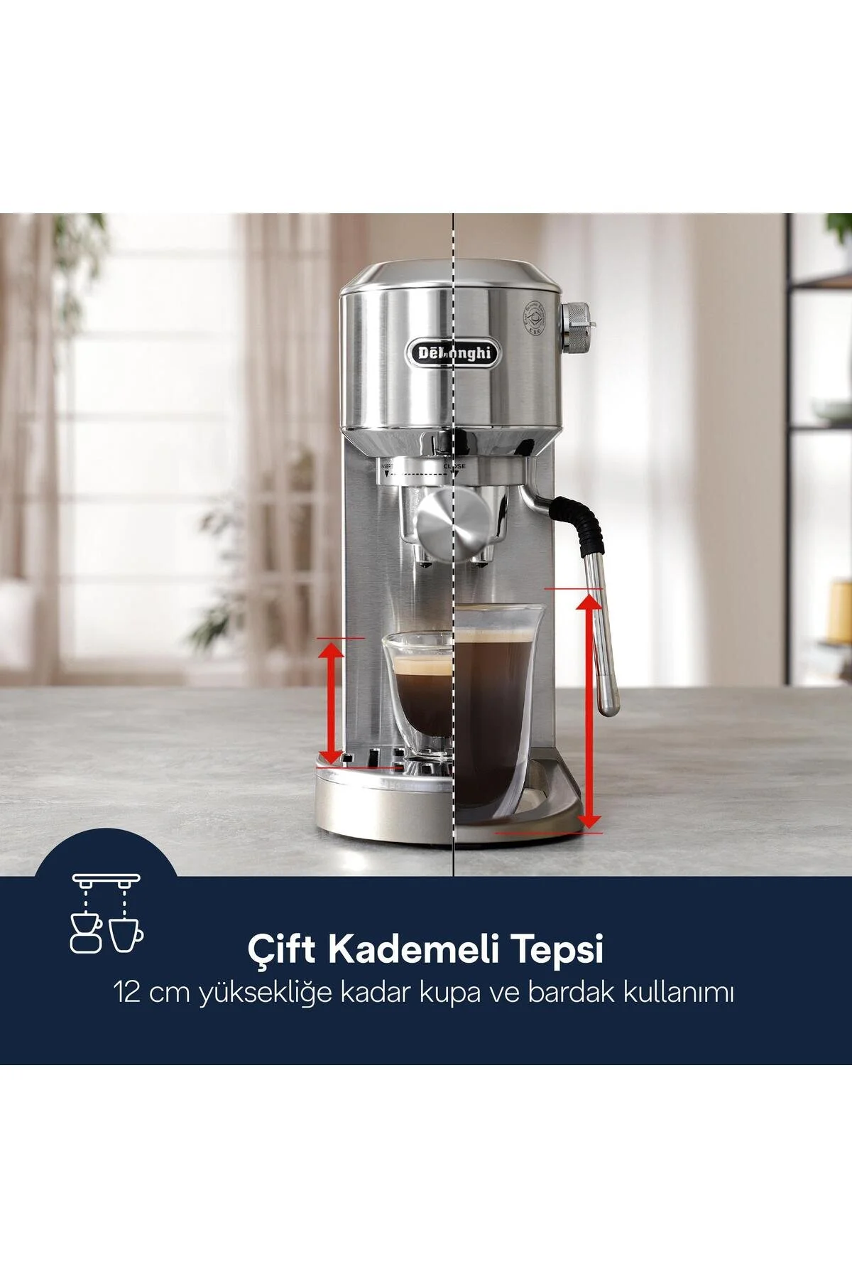 دستگاه اسپرسو و کاپوچینو قهوه ساز دستی DEDICA DUO EC890.M اورجینال Delonghi