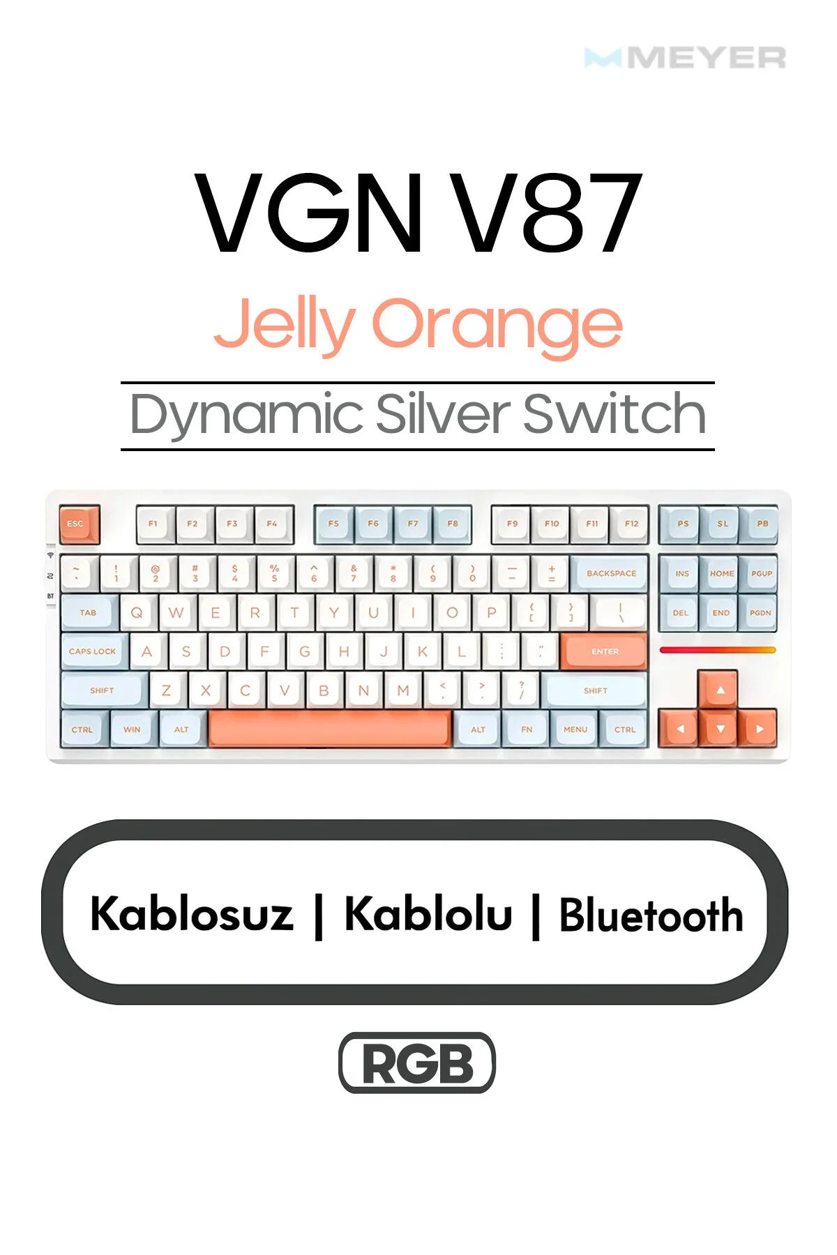 کیبورد مخصوص بازی VGN V87 RGB 2.4 گیگاهرتز بی سیم بلوتوث کابل USB C Meyer Gaming