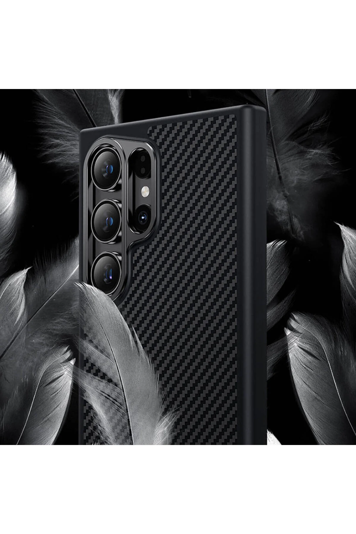 کاور و قاب پوشش محافظ هیبریدی ARMORPRO کولار مشکی سازگار با شارژر ایمن فیبر کربن GALAXY S25 Benks
