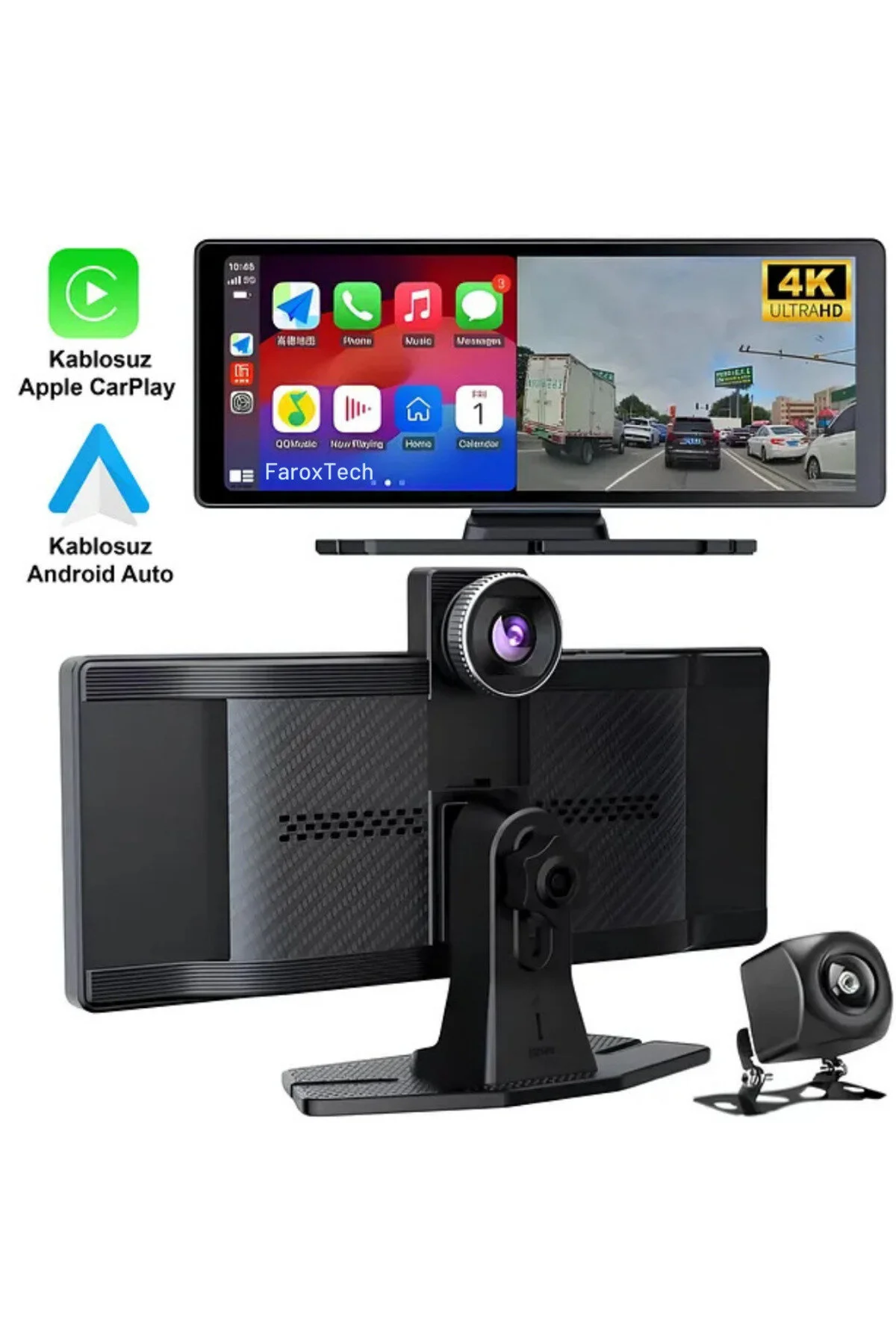 دوربین داشبورد لنز چرخشی UHD 4K 360 درجه حالت داخلی خارجی با میکروفون FaroxTech