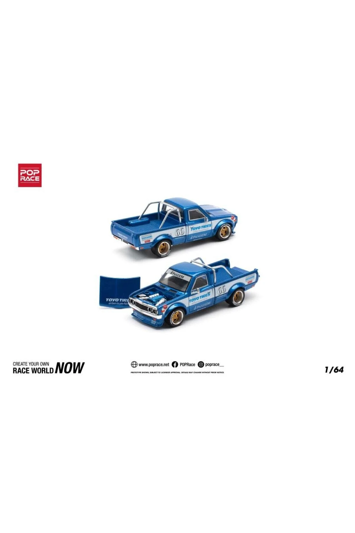 مدل خودرو POP RACE 1 64 PANDEM DATSUN 620 BLUE HOT WHEELS