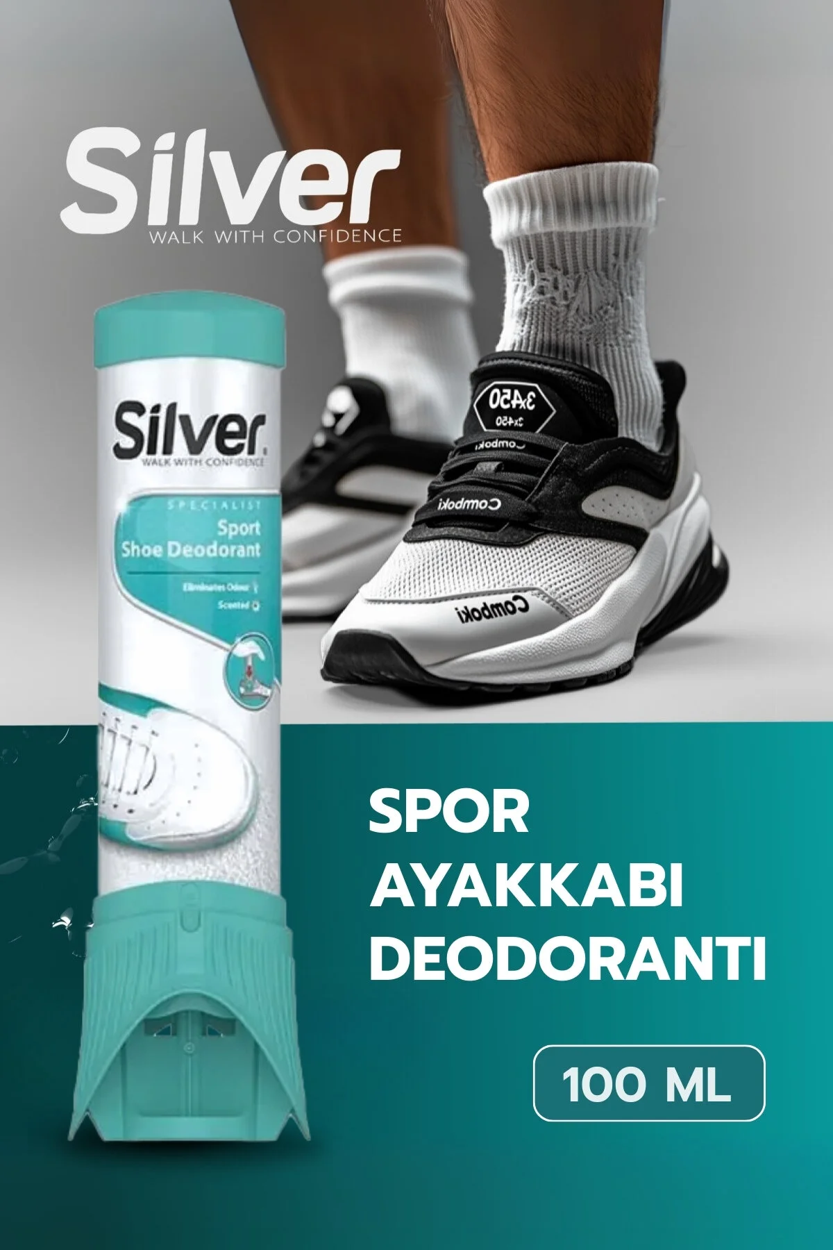 مراقبت کفش مردانه و زنانه عطر دئودورانت تسکین دهنده اسپری پیشگیرانه 100 میل Silver