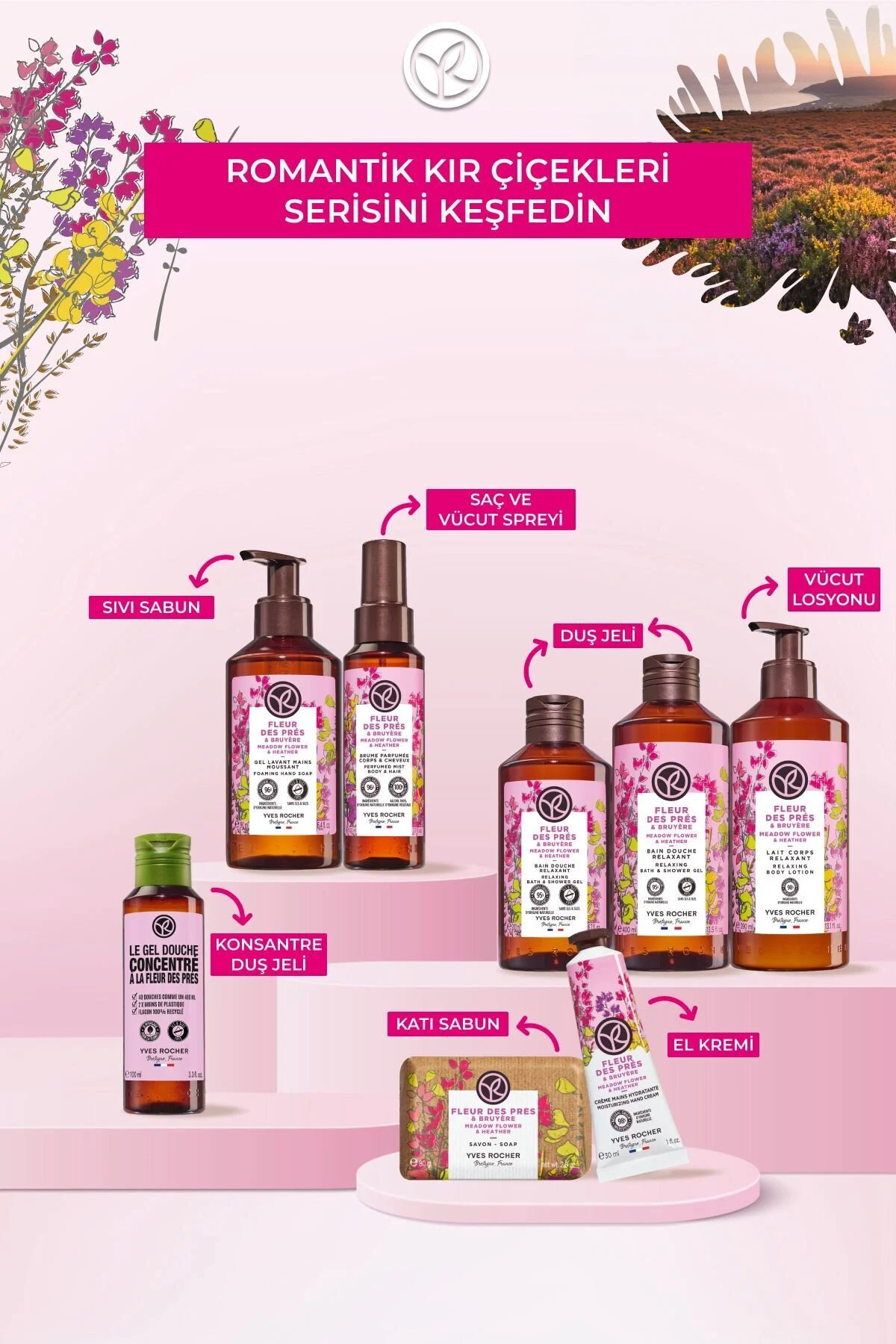 Yves Rocher کرم مرطوب کننده دست گل های وحشی رمانتیک 30ml