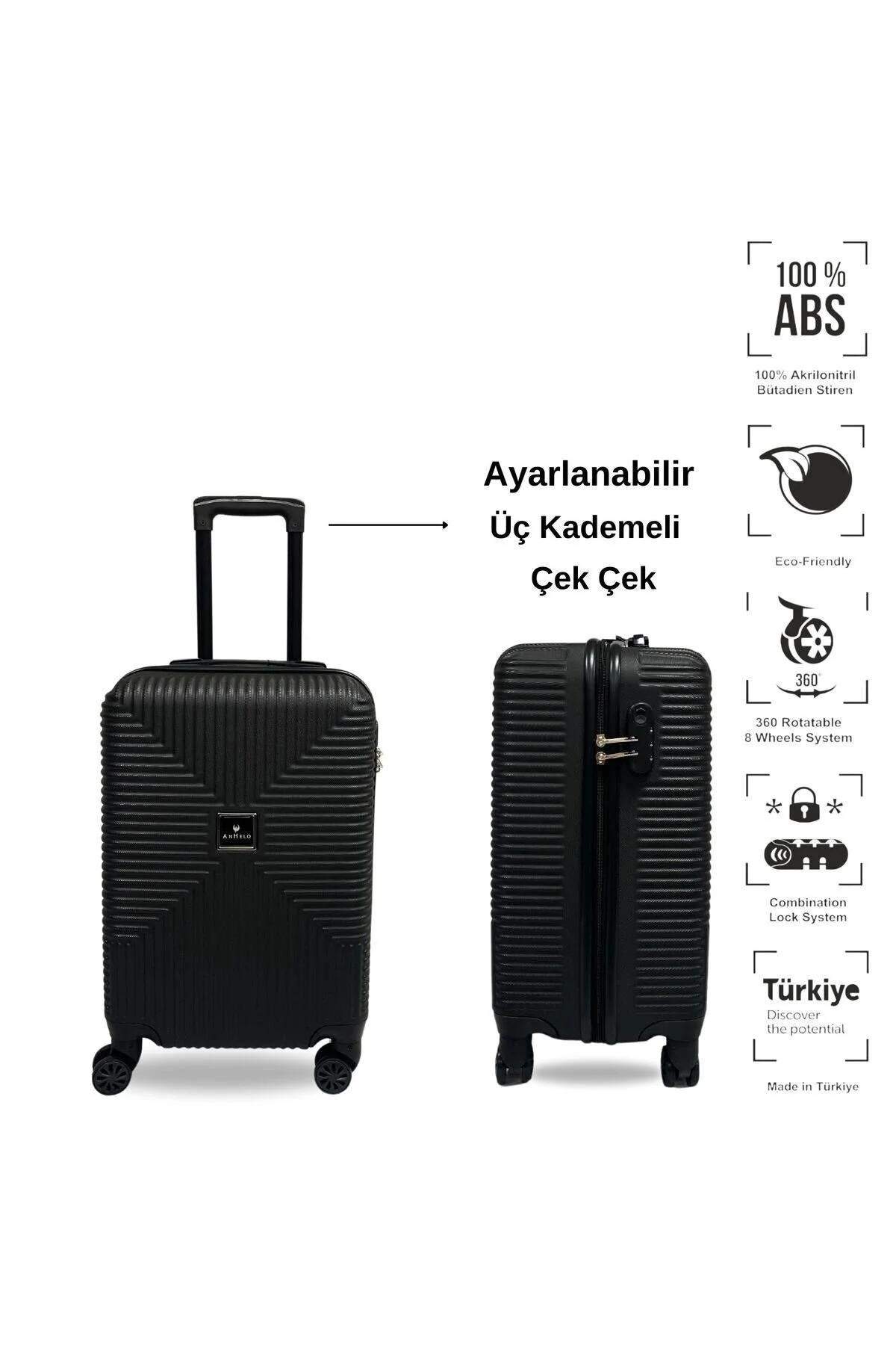 چمدان و ساک مشکی مردانه زنانه ABS کابینت پسر اورجینال Anhelo