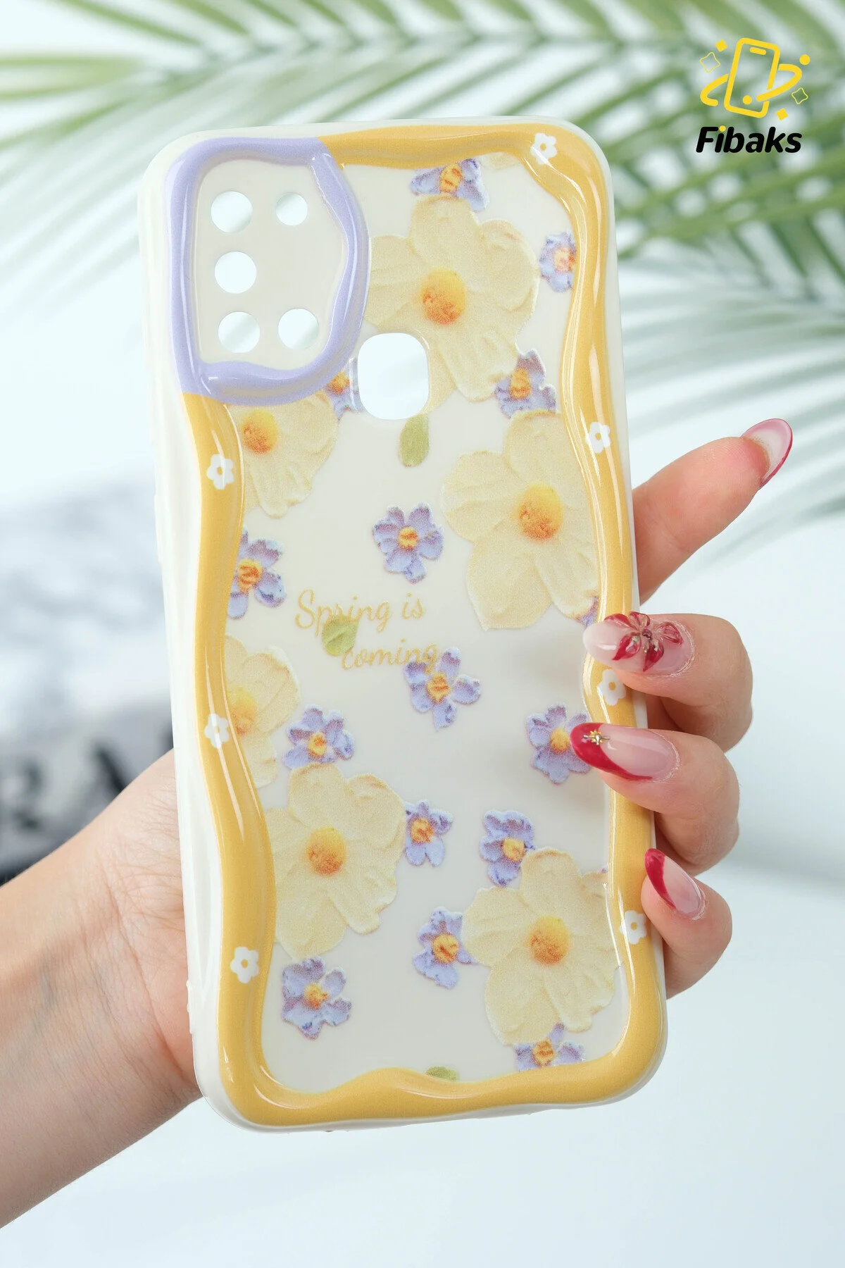 کاور و قاب محافظ GALAXY A21S با طراحی دوربین طرحدار پوشش سیلیکونی رنگی گل دیزی فیبکس Fibaks
