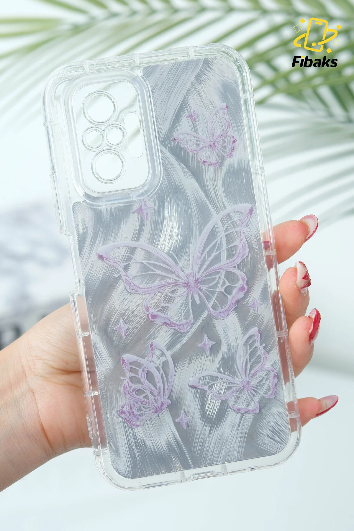 کاور و قاب شیائومی REDMI NOTE 10 PRO CASE قابل جابجایی دوربین محافظ براق هولوگرام الگوی پروانه ضربه گیر Fibaks