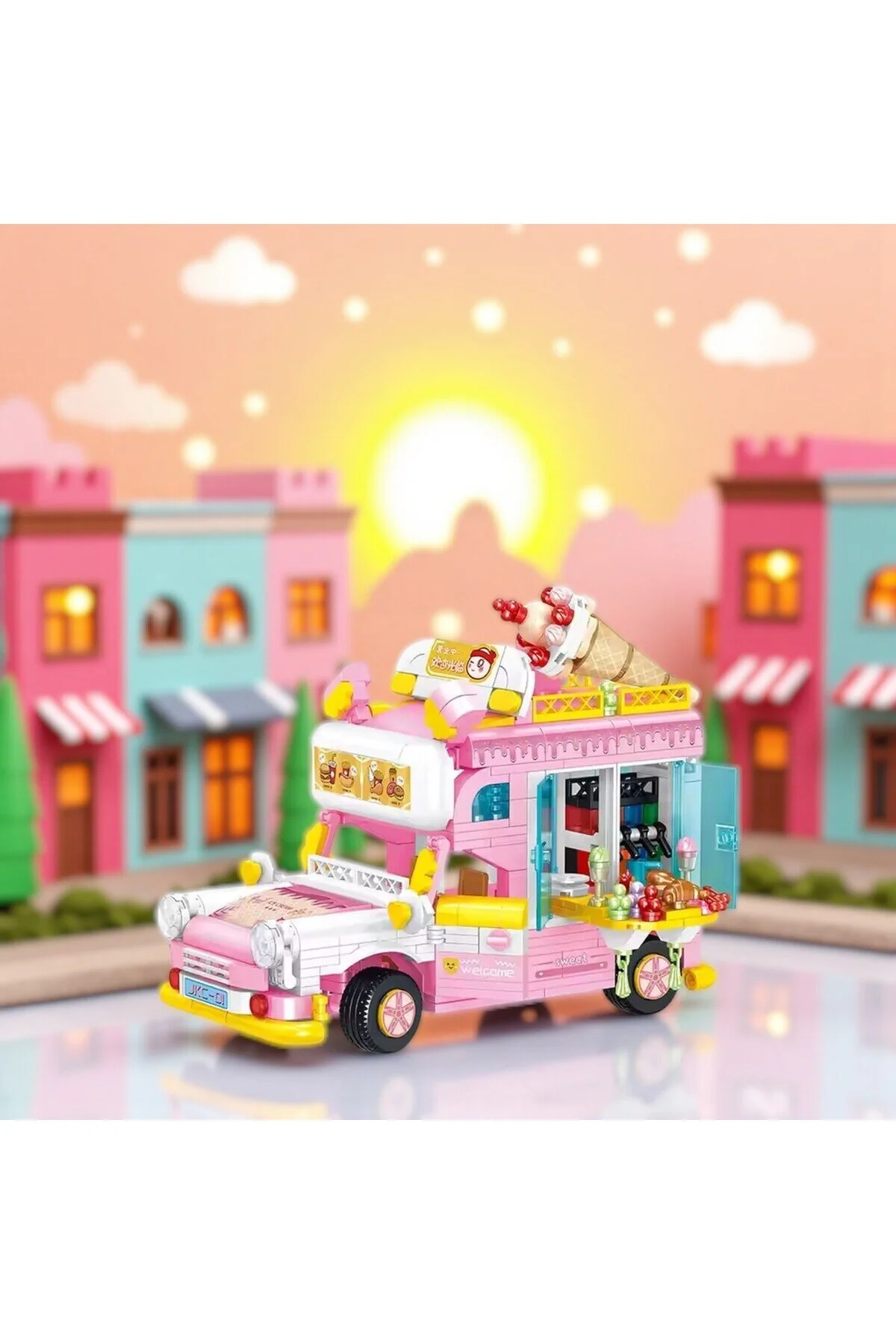 پازل سه بعدی SUNSTER COMPANY™ DESSERT ICE CREAM CART–BLOCK BLOCK DIY DIY|630 قطعه آموزشی سنین 6+ GOURMET CARS