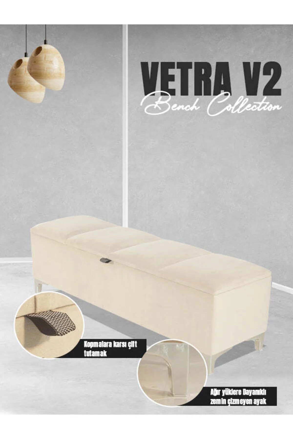 پاف و نیمکت VETRA V2 PUFF مدل سفید قطعه شده PUFCH BANK BED TIP Gazzini furniture