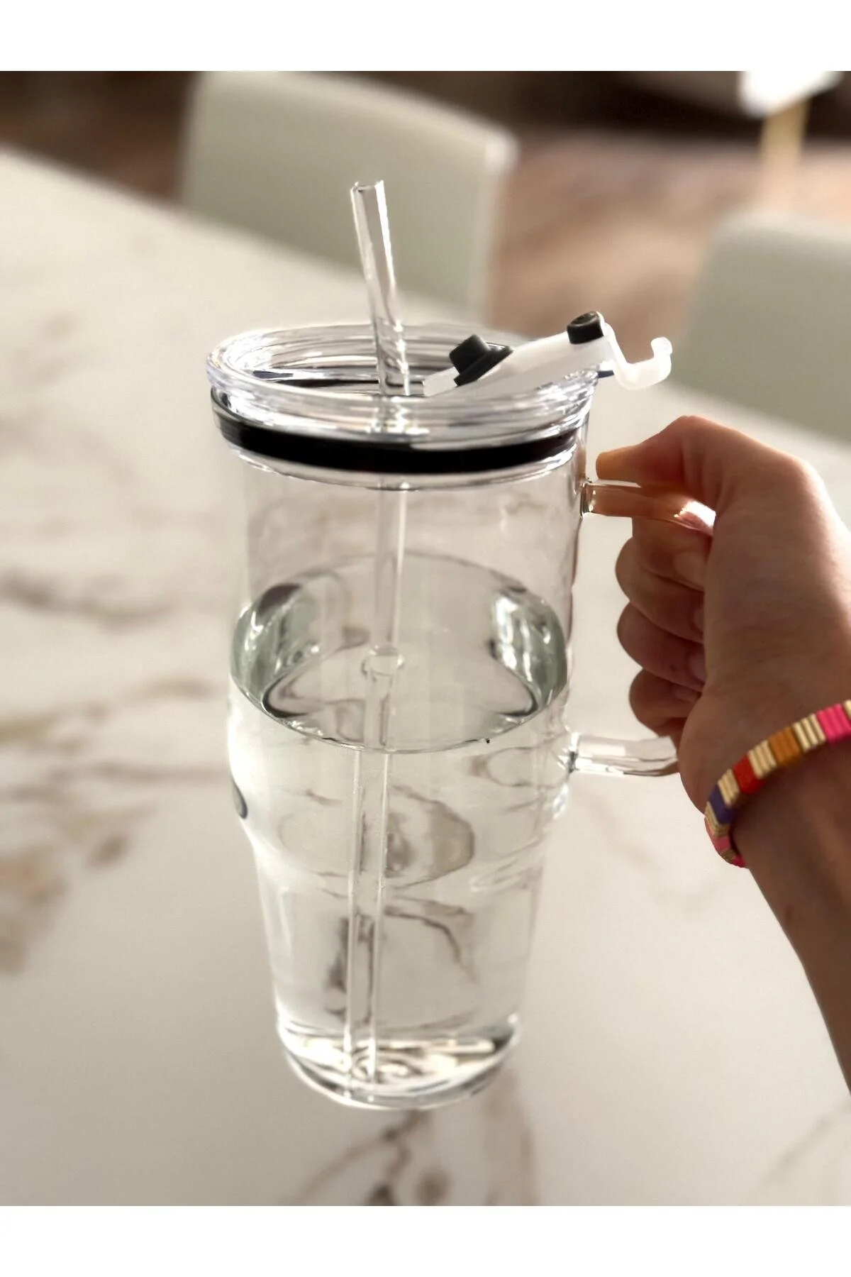 فلاسک قمقمه شیشه ای بزرگ 1200 میلی لیتری – درب میکای ضد نشتی فنجان نی اورجینال Vovo Concept