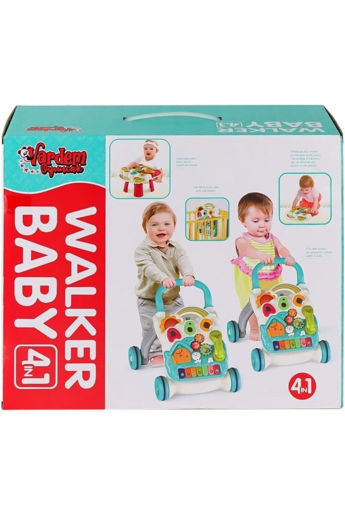 اسباب بازی های فیگور دیگر آموزش آموزشی 4 در 1 BABY WALKER WITH PIANO دختر پسر کودک NEWBRENDHOME