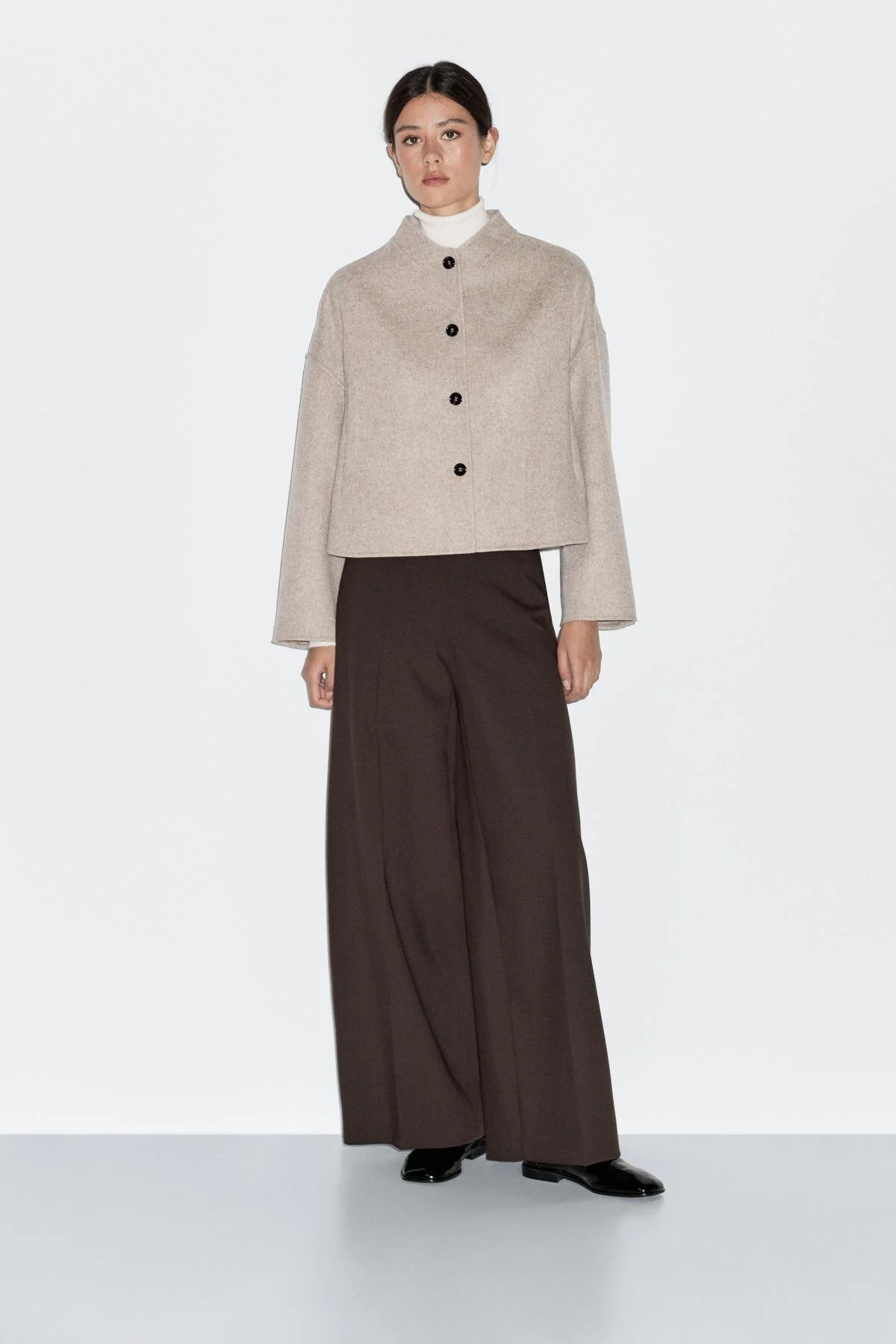 کت مانتو کوتاه پشمی با یقه ایستاده ماسیمو دوتی Massimo Dutti