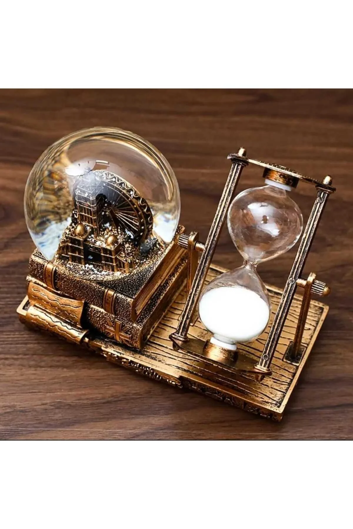 گوی برفی MR NOSTALGIC LONDON SNOW GLOBE با هدیه ساعت شنی درخشان از ترکیه mr shopping