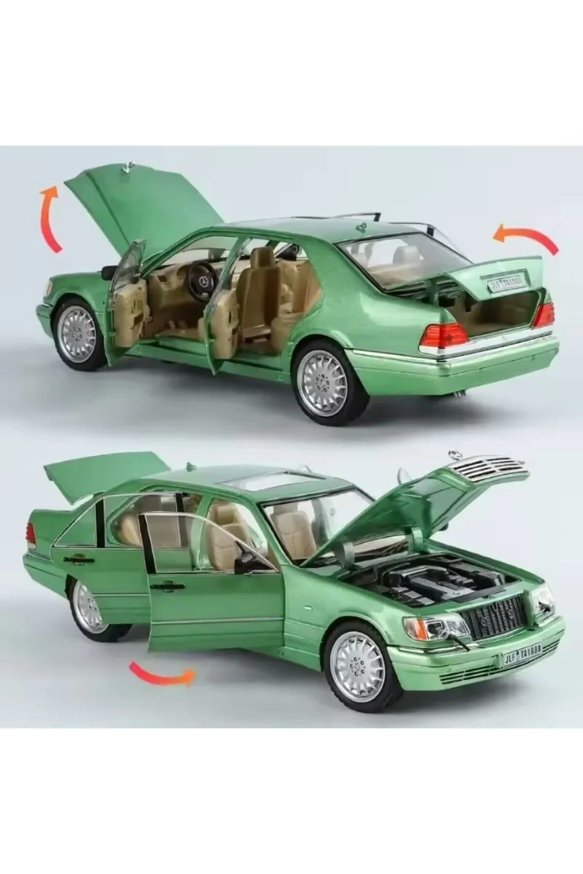 مدل خودرو مرسدس بنز W140 S320L DIECAST درب بازشو 320SEL سبز اورجینال scntoys