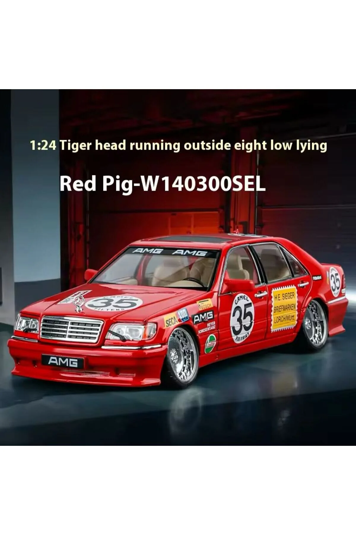 مدل خودرو مرسدس بنز 300 SEL ماشین قرمز W140 AMG 6.3 320SEL DIECAST با صدا و نور اورجینال scntoys