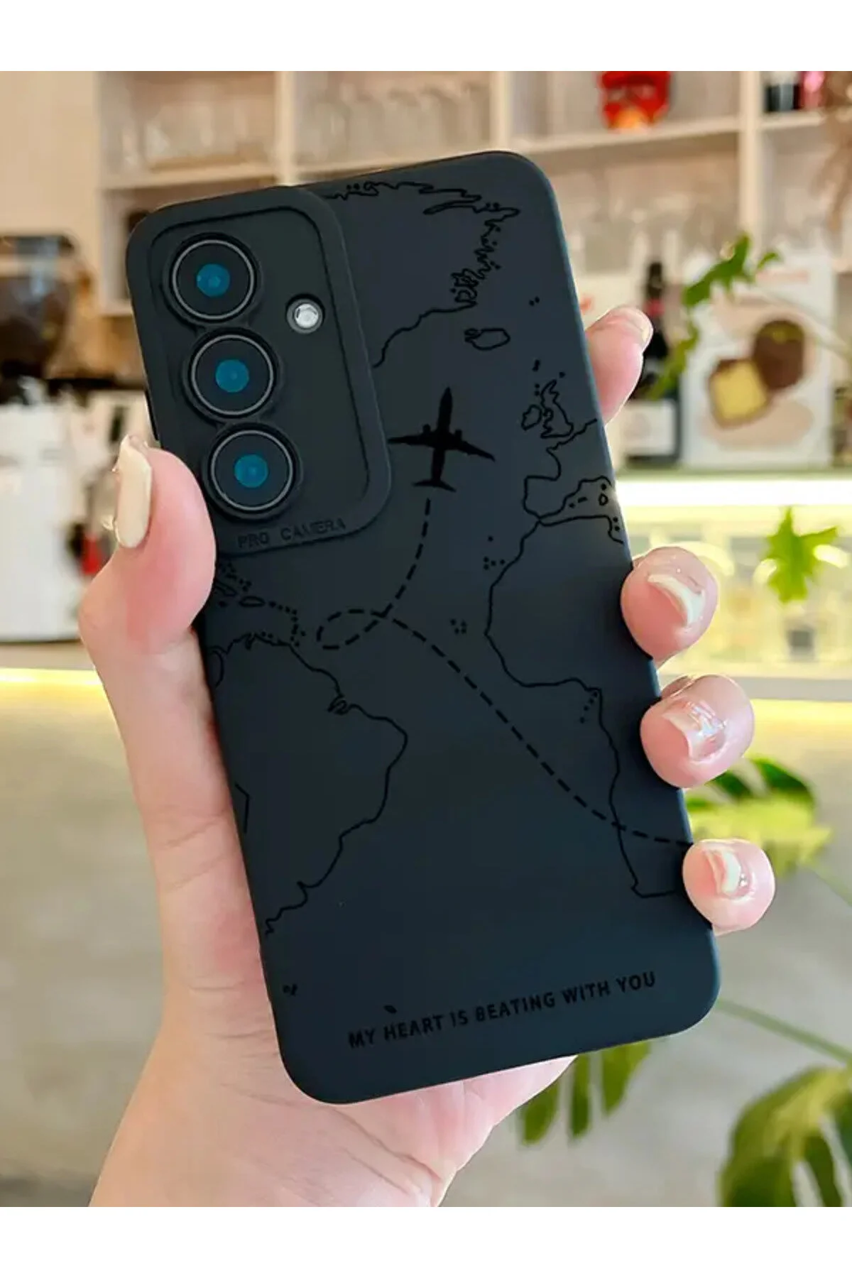 کاور و قاب سازگار با SAMSUNG A34 سیلیکونی نرم طرح نقشه مشکی KVK PRİVACY