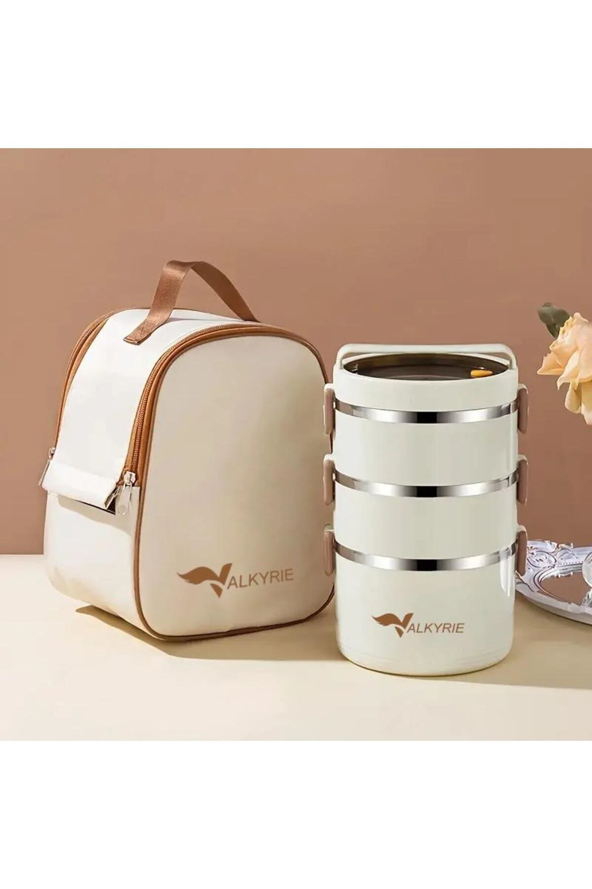 فلاسک کیسه عایق حرارتی فولادی 3 محفظه مجموعه ظروف غذا بزرگ با اورجینال valkyrie