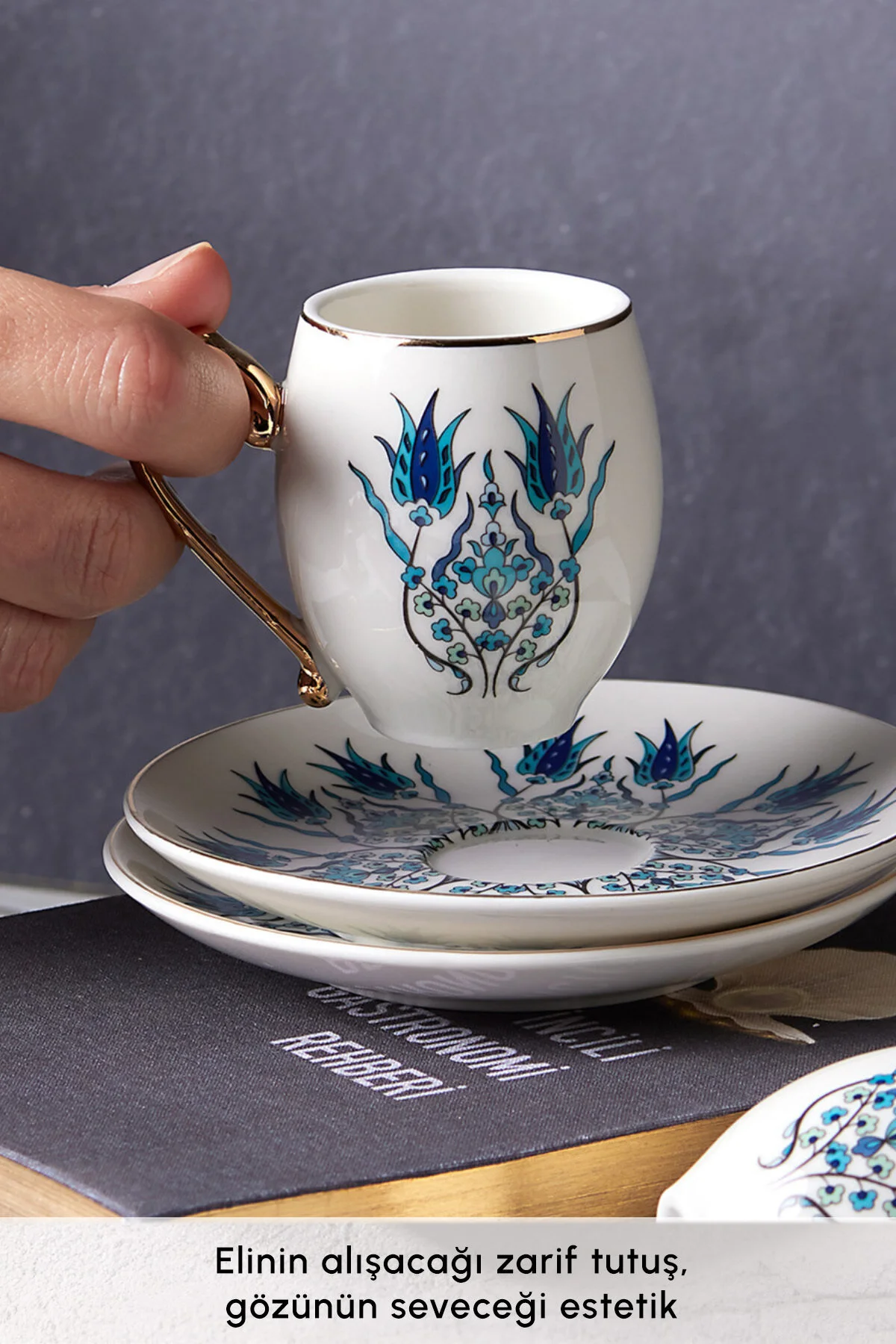 فنجان قهوه IZNIK 6 PERSON COFFEE CUPPHER 80 میلی لیتر طلا Karaca