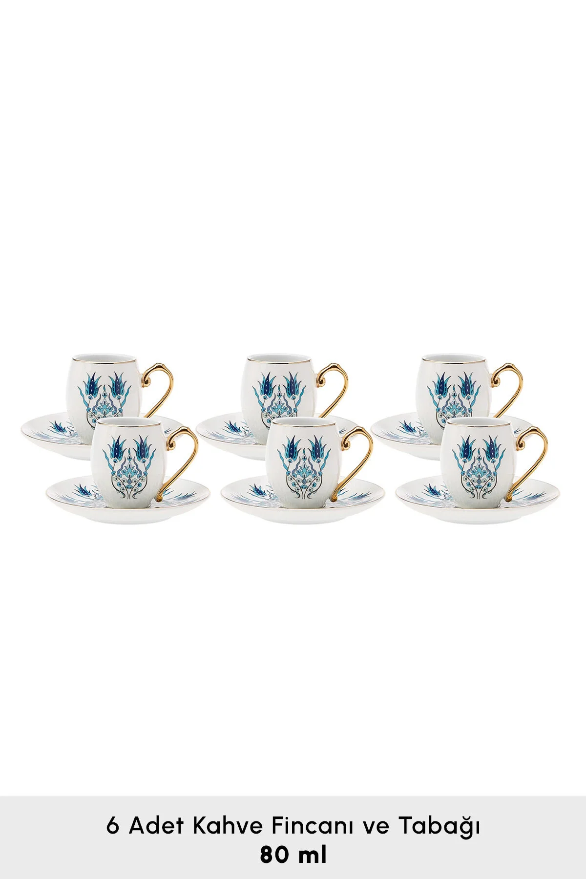 فنجان قهوه IZNIK 6 PERSON COFFEE CUPPHER 80 میلی لیتر طلا Karaca