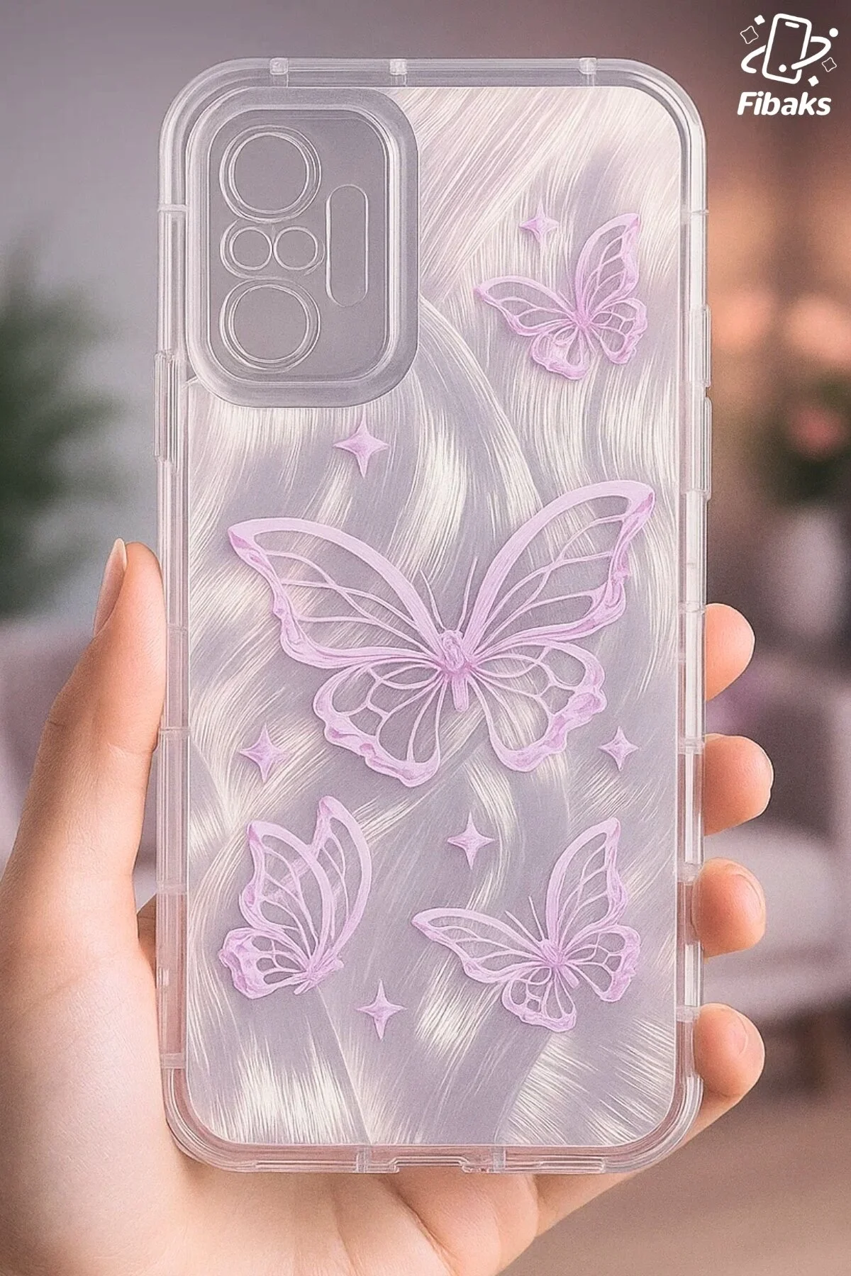 کاور و قاب شیائومی REDMI NOTE 10 PRO CASE قابل جابجایی دوربین محافظ براق هولوگرام الگوی پروانه ضربه گیر Fibaks