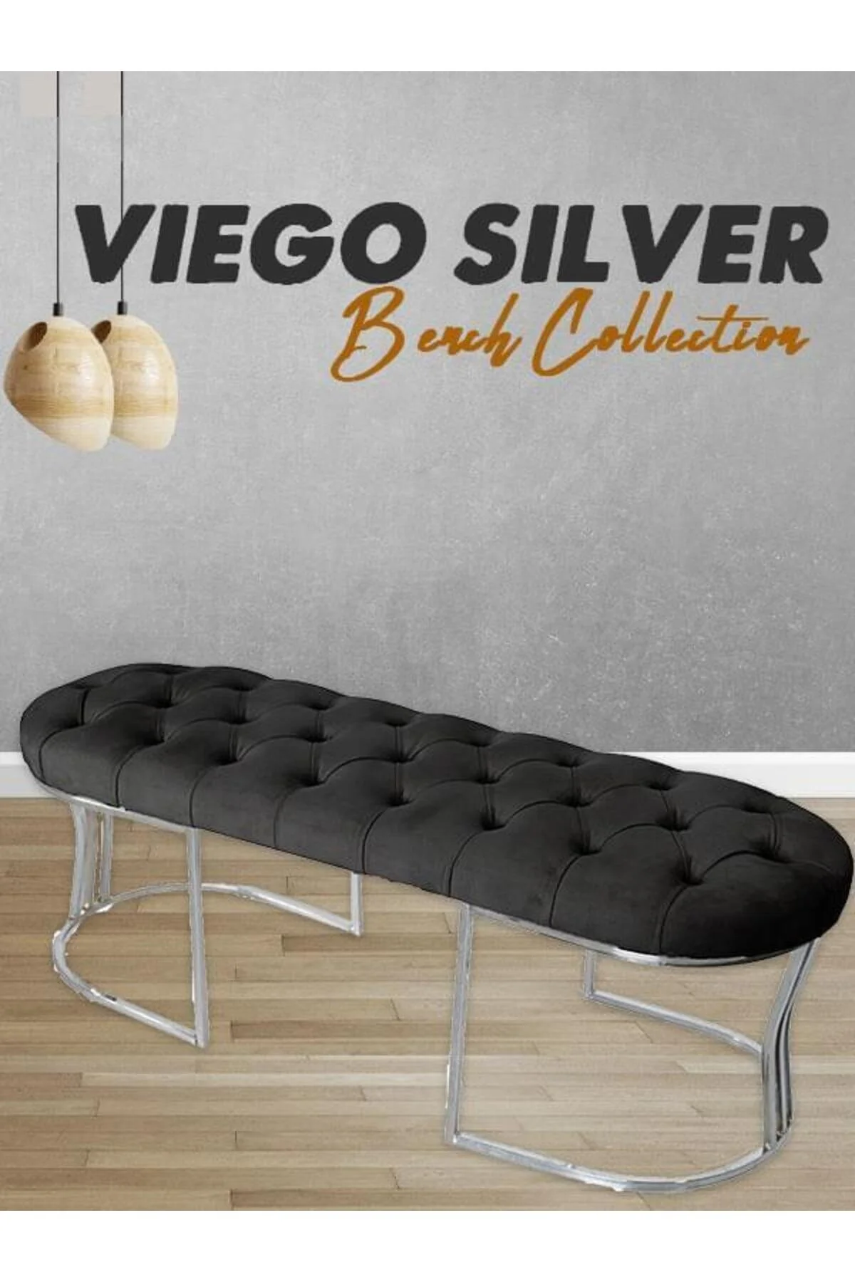 پاف و نیمکت پای نقره فلزی لوکس ای VIEGO آنتراسیت مدل چستر Gazzini furniture