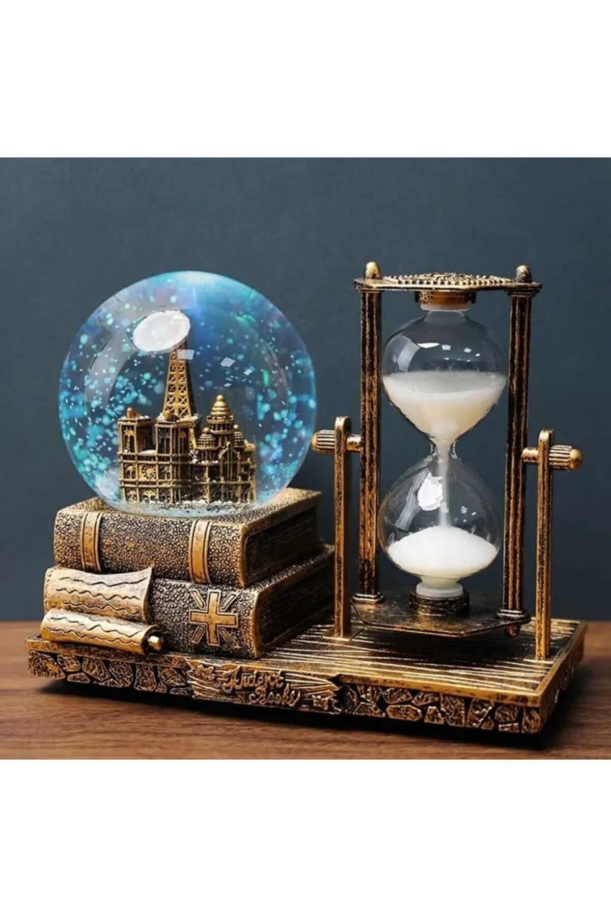 گوی برفی MR NOSTALGIC LONDON SNOW GLOBE با هدیه ساعت شنی درخشان از ترکیه mr shopping