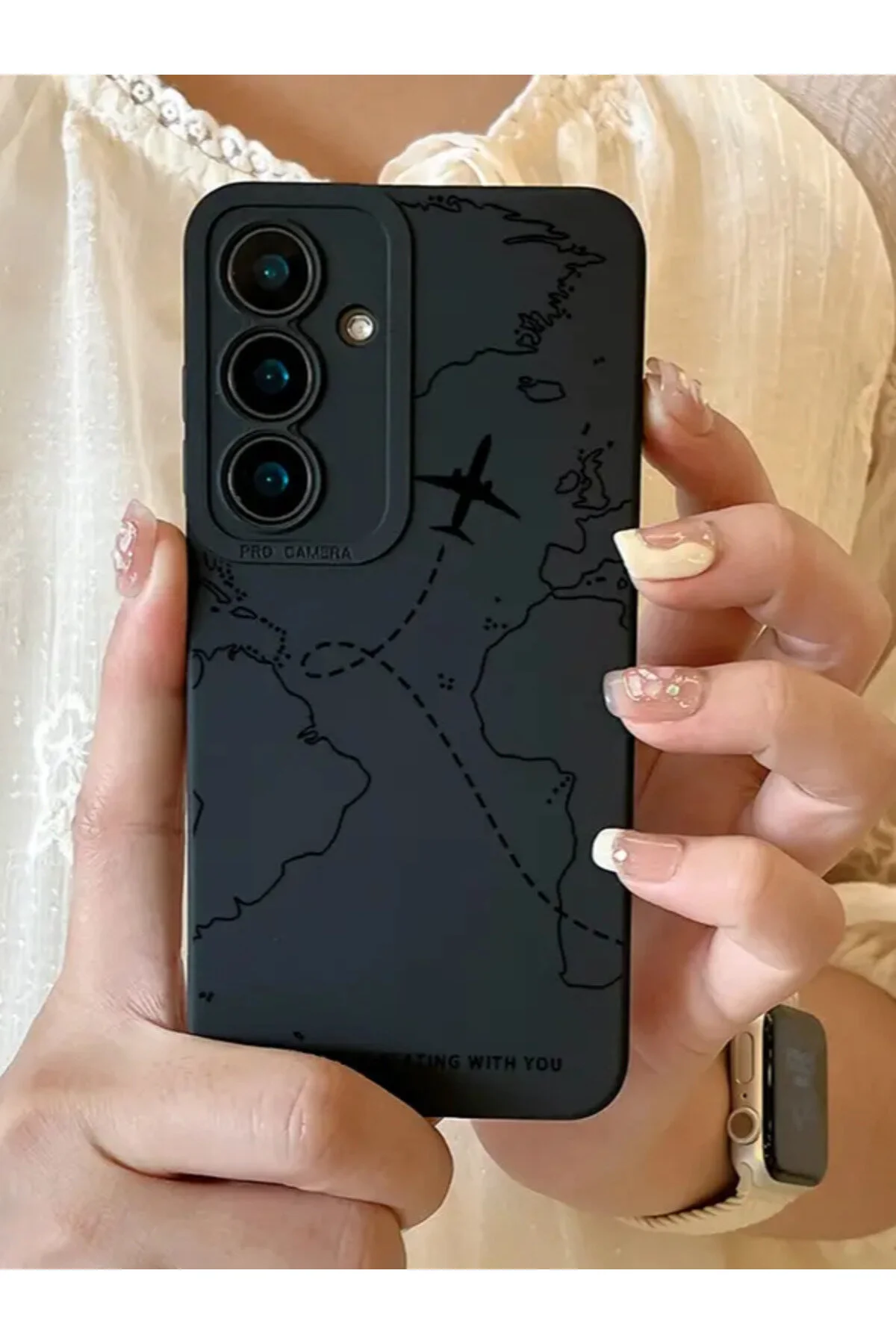کاور و قاب سازگار با SAMSUNG A34 سیلیکونی نرم طرح نقشه مشکی KVK PRİVACY