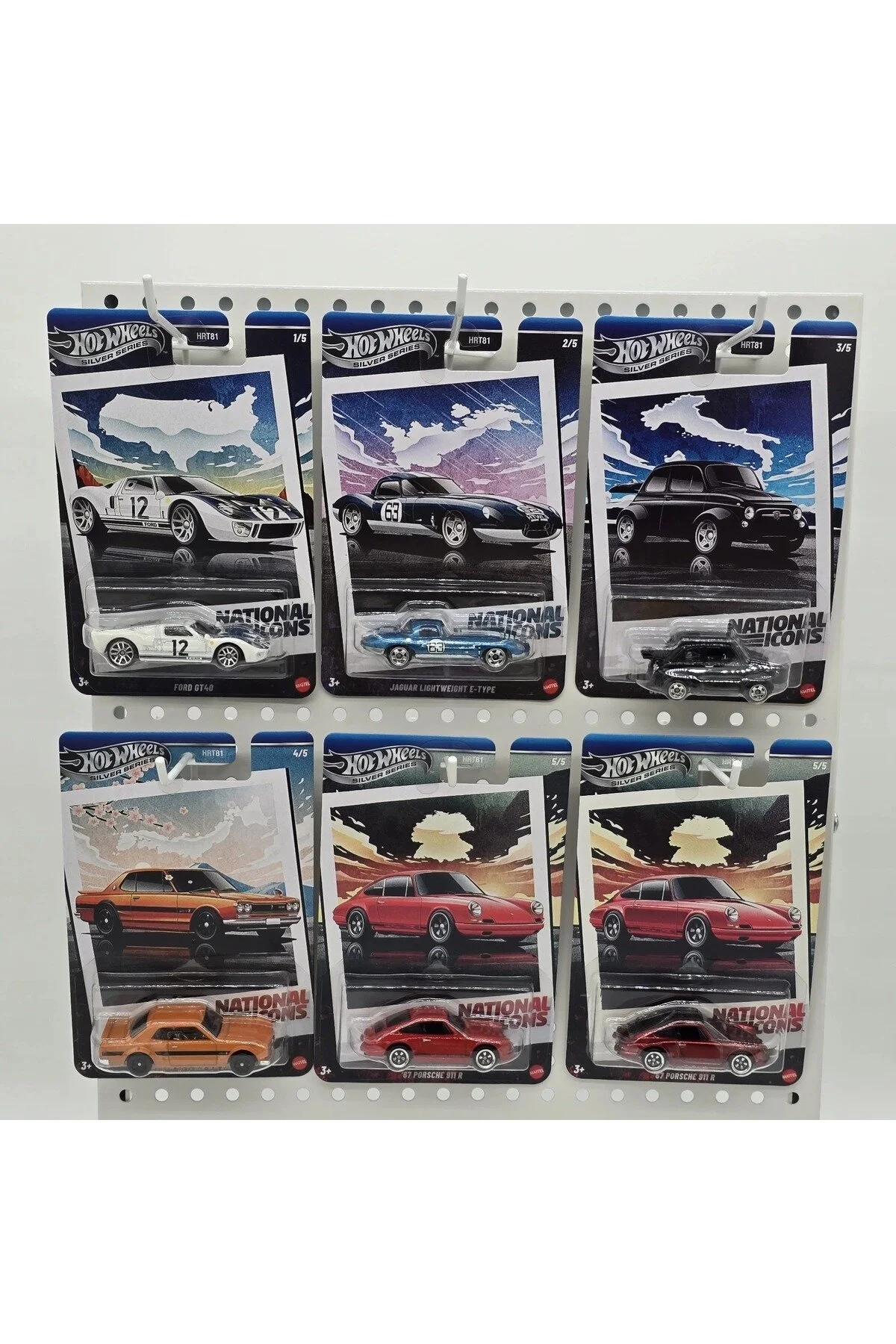 ماشین اسباب بازی مجموعه نقره ای های ملی 6 SET PORSCHE 911 R CHASE حاوی یک بسته ویژه HOT WHEELS