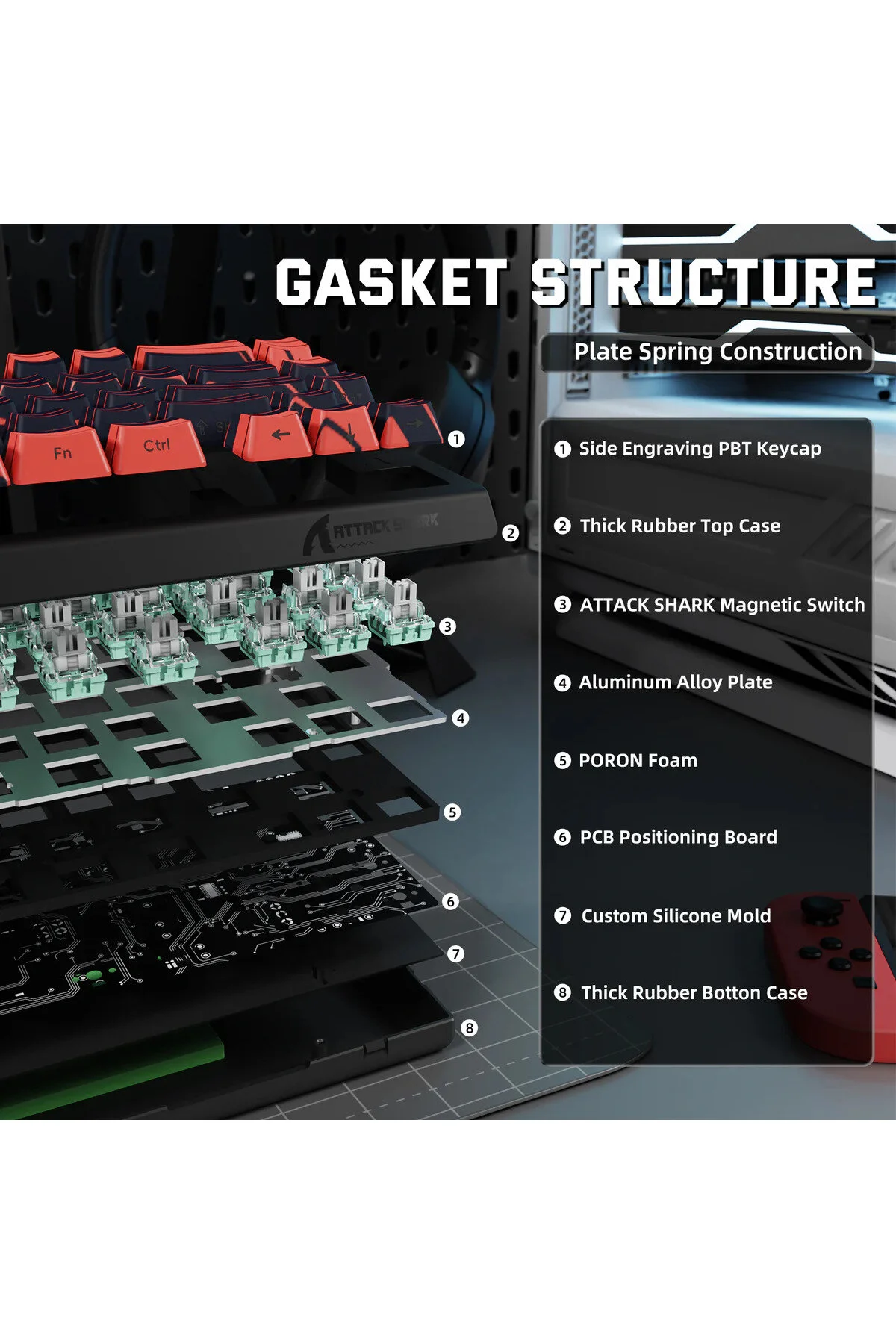 کیبورد مخصوص بازی X68PRO HE RGB 8000HZ TAP 0.01MM صفحه کلید سوئیچ مغناطیسی Attack Shark