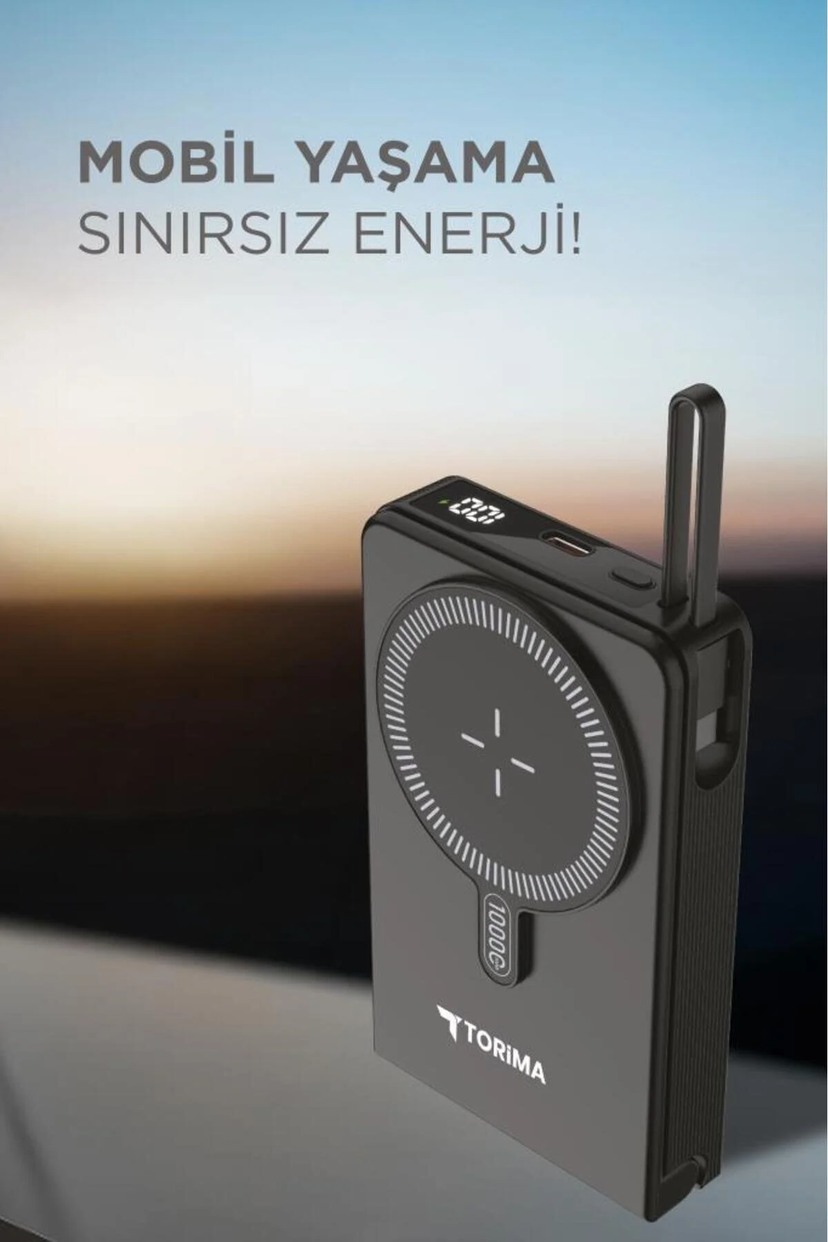 پاوربانک TRM 1019 مشکی 10000 میلی آمپر ساعت MAGSAFE بی سیم TYPE C شارژ سریع 22.5 واتی اورجینال Torima