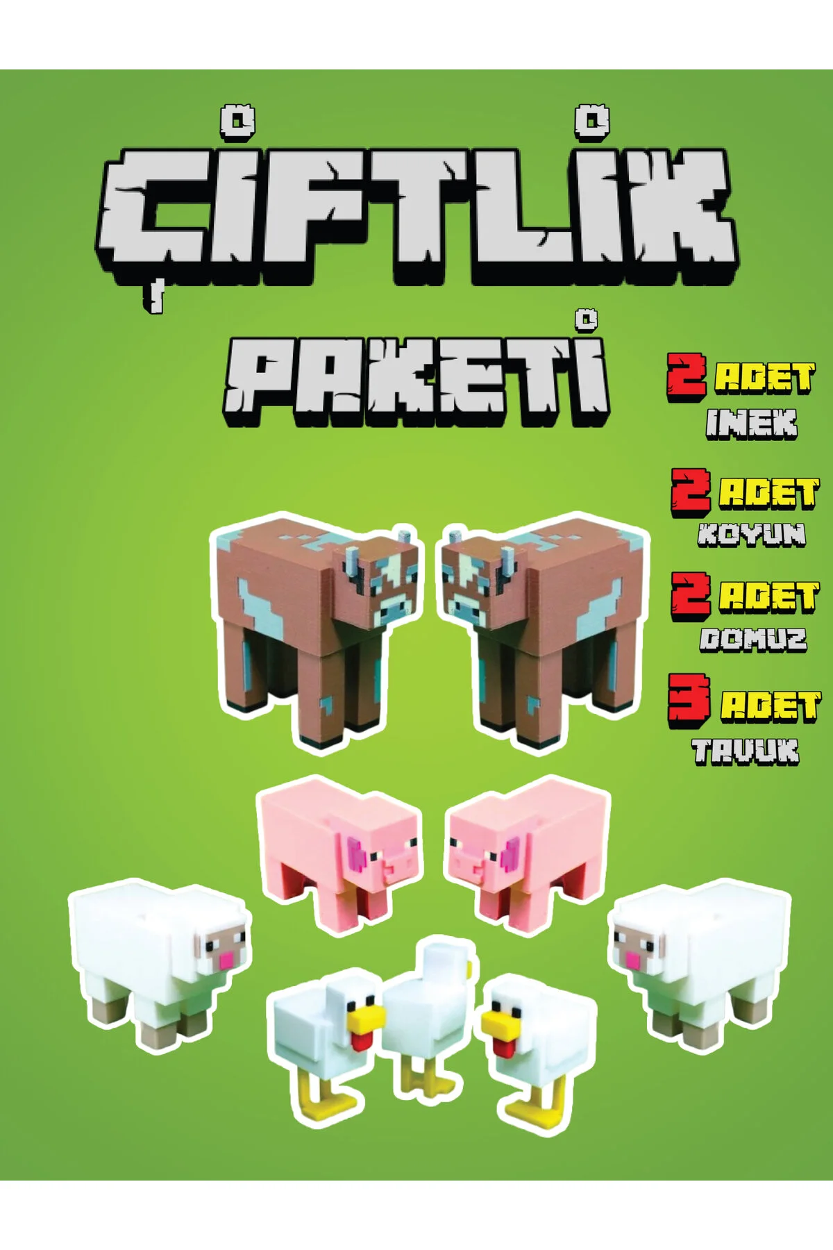 اسباب بازی های فیگور شخصیت BLOCK ADVENTURE FARM PACK 9 FIGURES مجموعه مزرعه MINECRAFT GiginGo