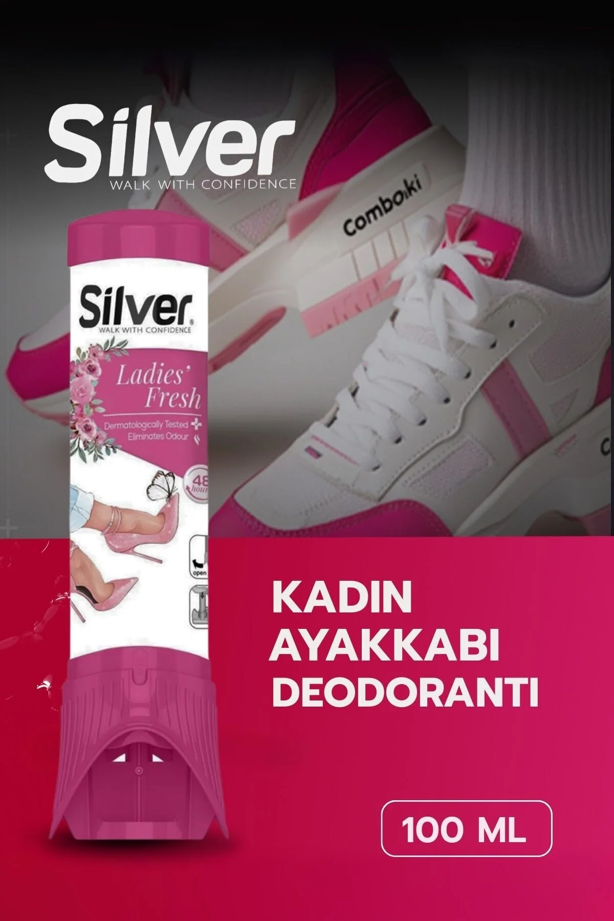 مراقبت کفش زنانه عطر دئودورانت تسکین دهنده 100 میل پیشگیرانه خانمهای تازه Silver