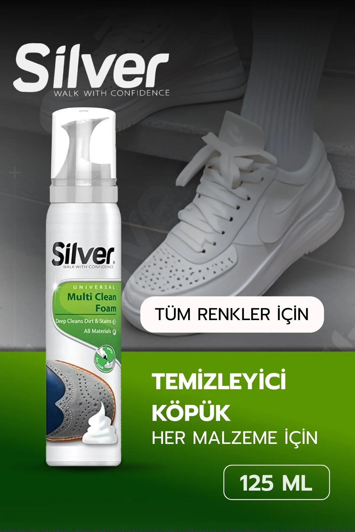 مراقبت کفش های چرمی و پارچه تمیز کننده 125 میل Silver