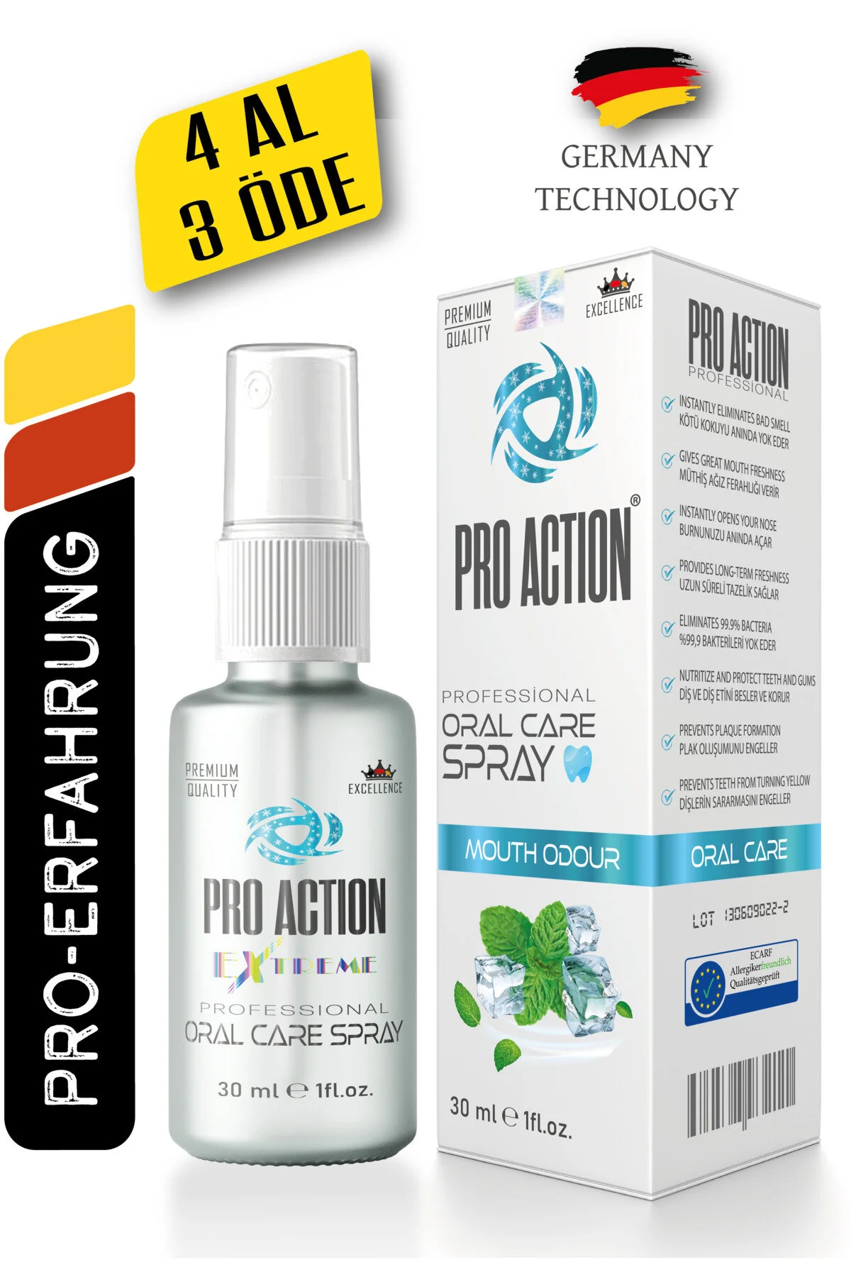 دهان شویه اسپری تازه و شادابی فوری از بین برنده بوی بد Pro Action