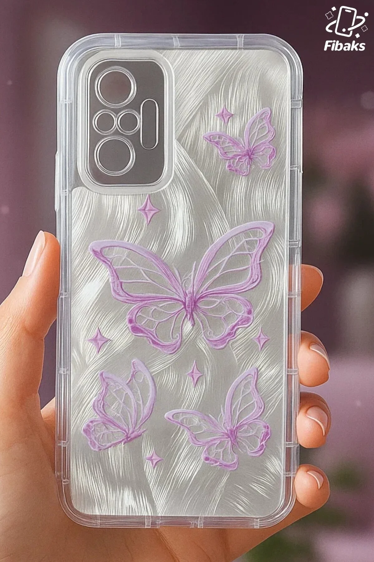 کاور و قاب شیائومی REDMI NOTE 10 PRO CASE قابل جابجایی دوربین محافظ براق هولوگرام الگوی پروانه ضربه گیر Fibaks