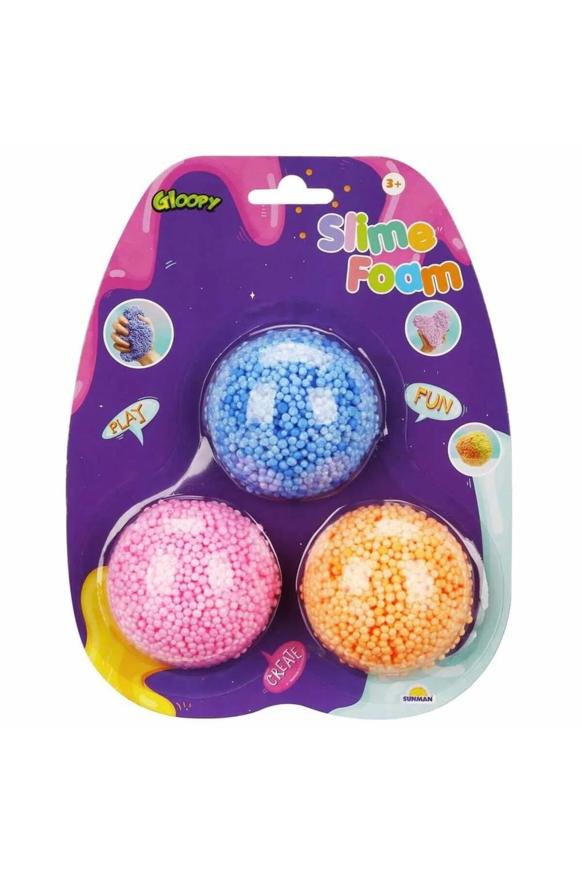 اسباب بازی های فیگور دیگر آموزشی S00003740 SLIME FOAM 3 PACKS 2.5GR KRTL SUN GIRL BOY TOY NEWBRENDHOME